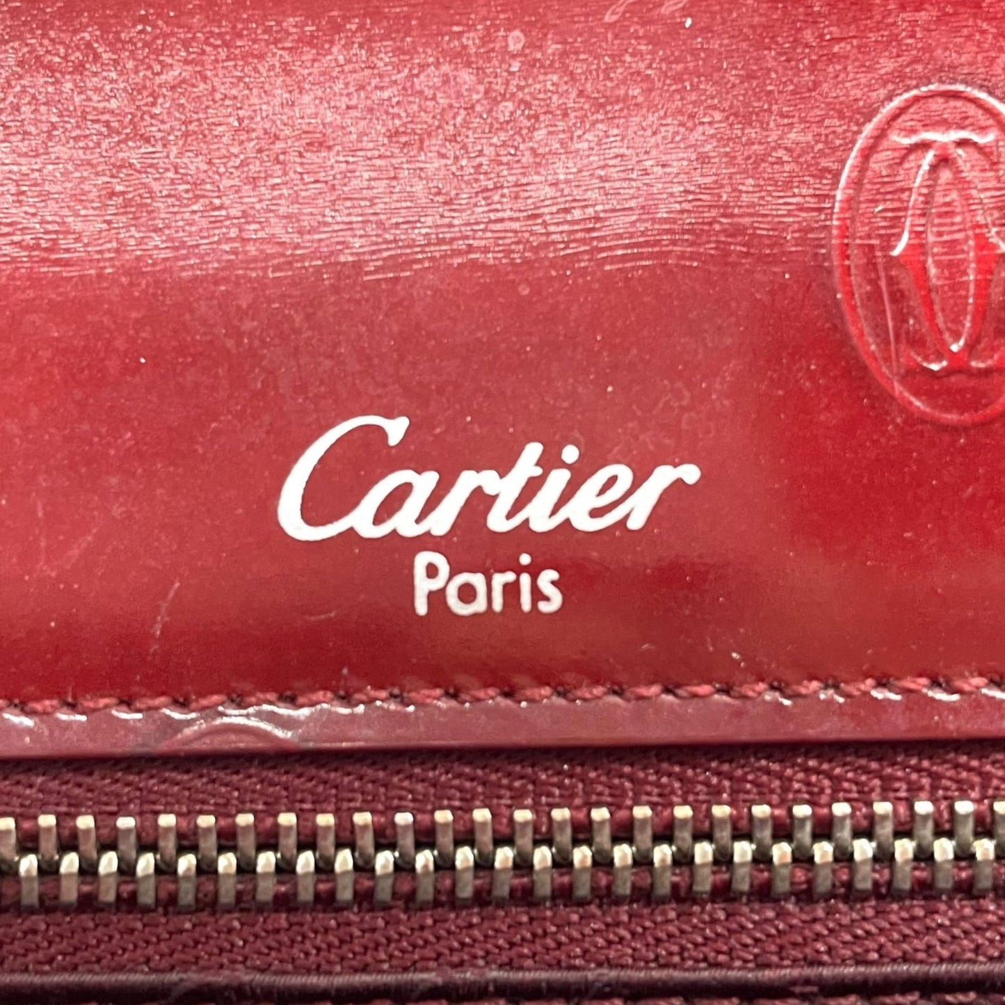 Authentic Cartier Happy Birthday Handbag Patent Leather Bordeaux Red Enamel Women's with Guarantee Card