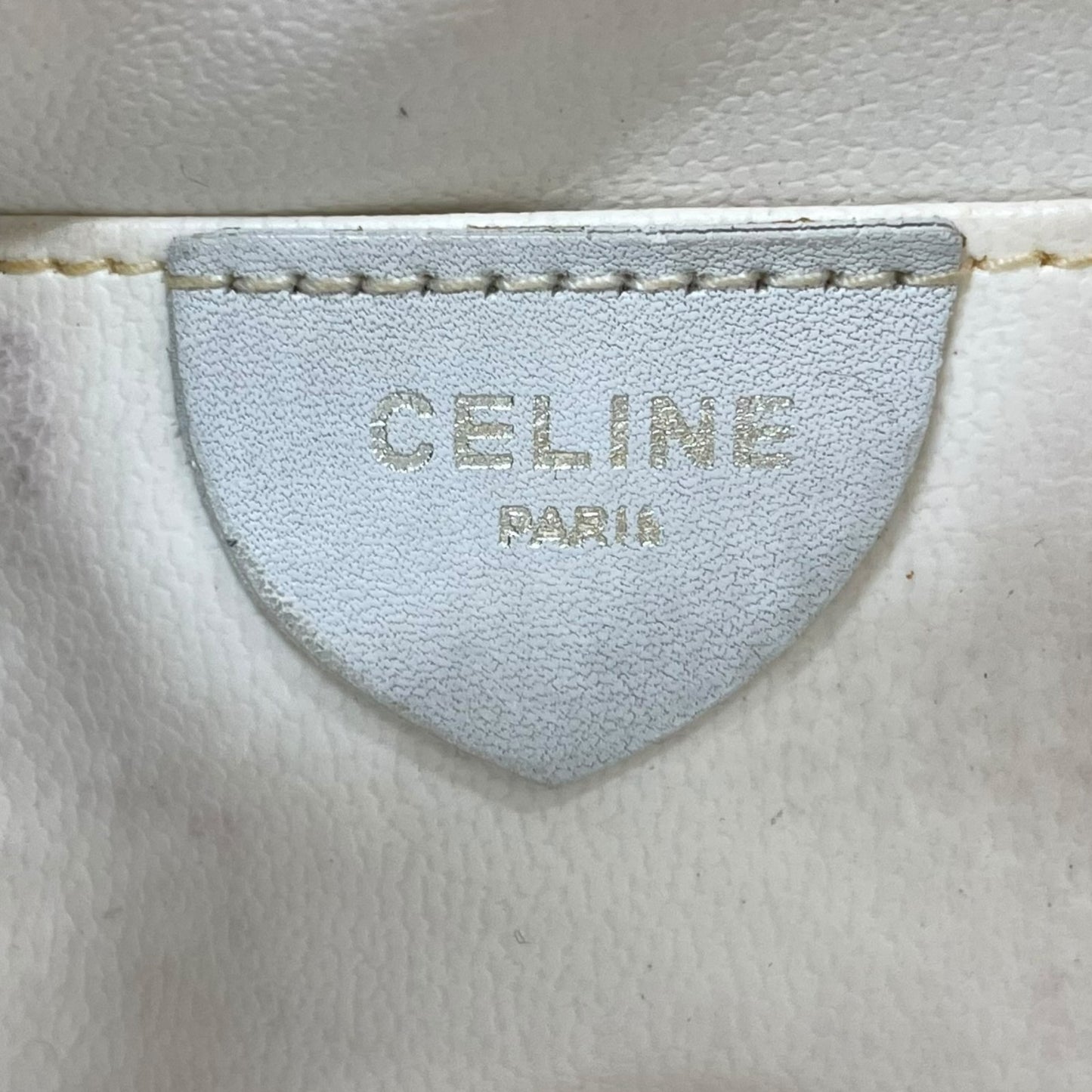 Authentic CELINE White Leather Shoulder Bag Trionf Camera Bag Gold Hardware Vintage Women's