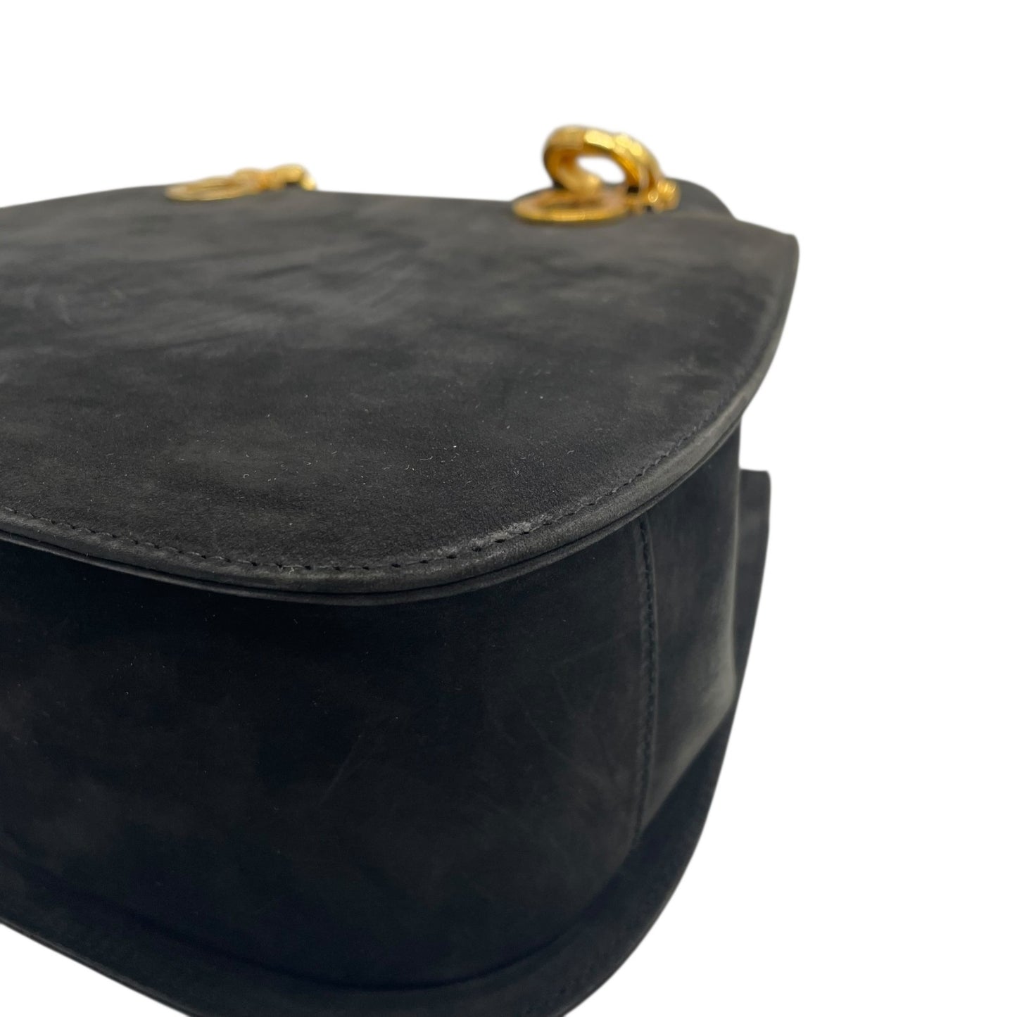 美品 Salvatore Ferragamo フェラガモ ガンチーニ 2WAY ハンドバッグ ショルダーバッグ 黒 ブラック AQ21 ゴールド金具 スエード レディース ヴィンテージ品 E