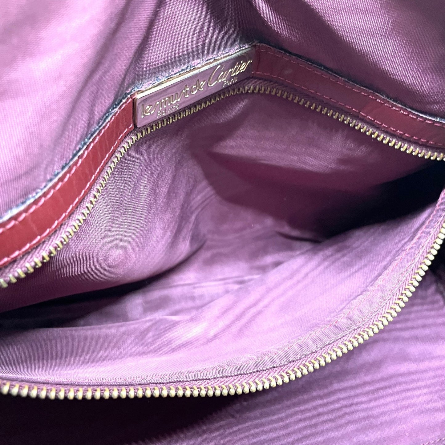 Cartier カルティエ マストライン ボストンバッグ レザー 赤 ボルドー ワインレッド ゴールド金具 パドロック クロシェット 2Cモチーフ メンズ レディース ヴィンテージ U1