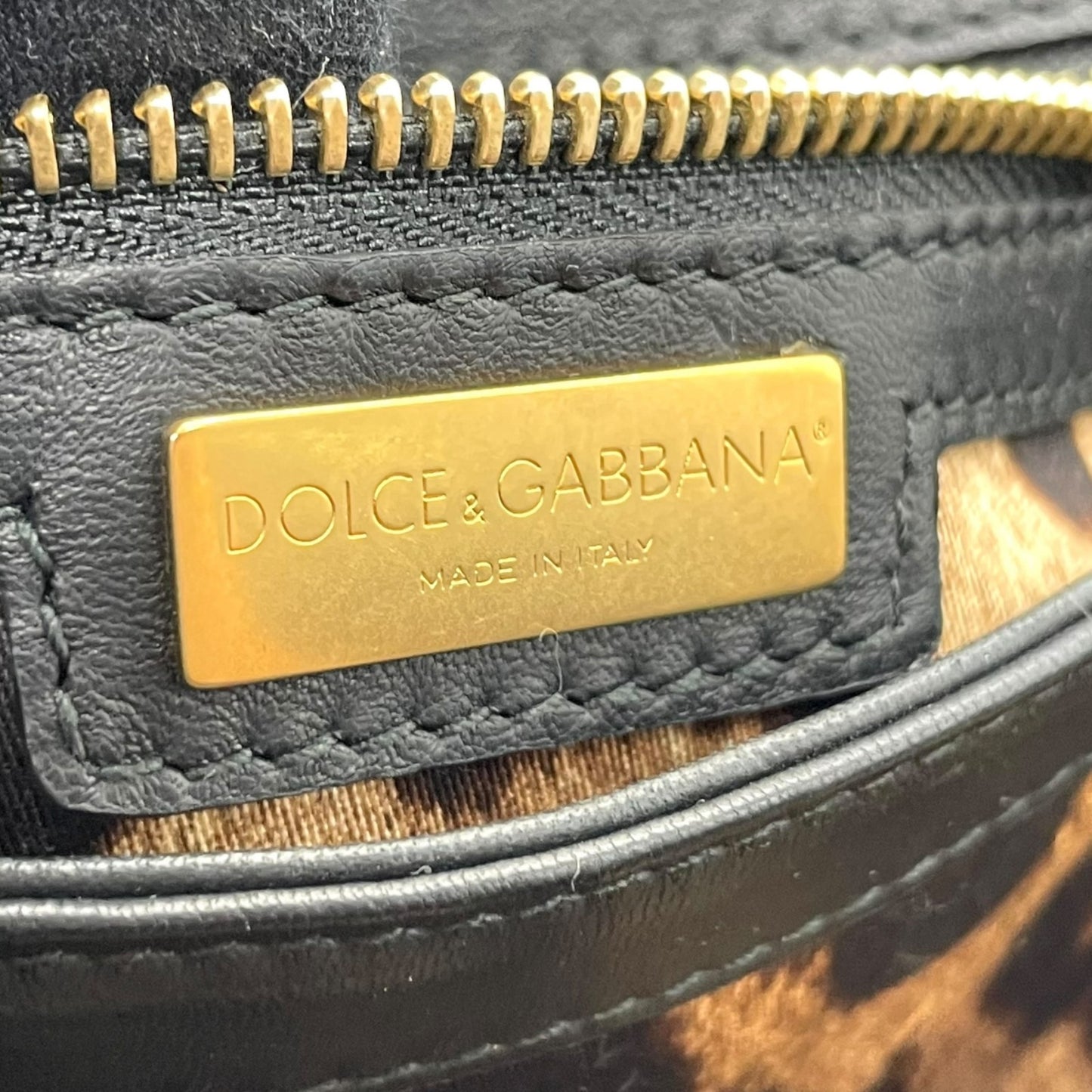 極美品 DOLCE&GABBANA ドルチェ＆ガッバーナ ドルガバ Miss Dolce 2WAY ハンドバッグ ショルダーバッグ レース レザー ベージュ ブラック 黒 レディース D&G ゴールド金具 パドロック 斜め掛け可 内側レオパード C