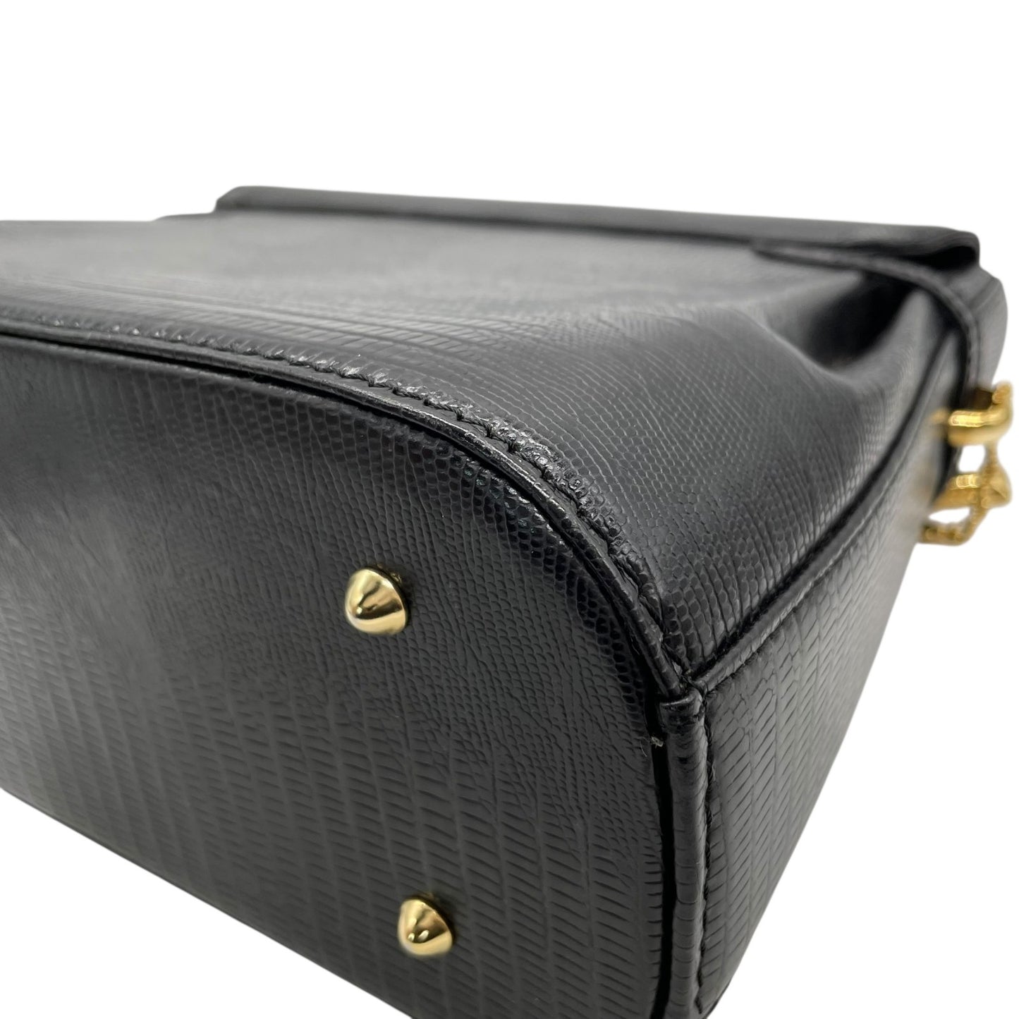 美品 BALLY バリー 2WAY ハンドバッグ ショルダーバッグ 黒 ブラック レザー 型押し ゴールド金具 トップハンドル フラップ開閉 斜め掛け可 レディース C4