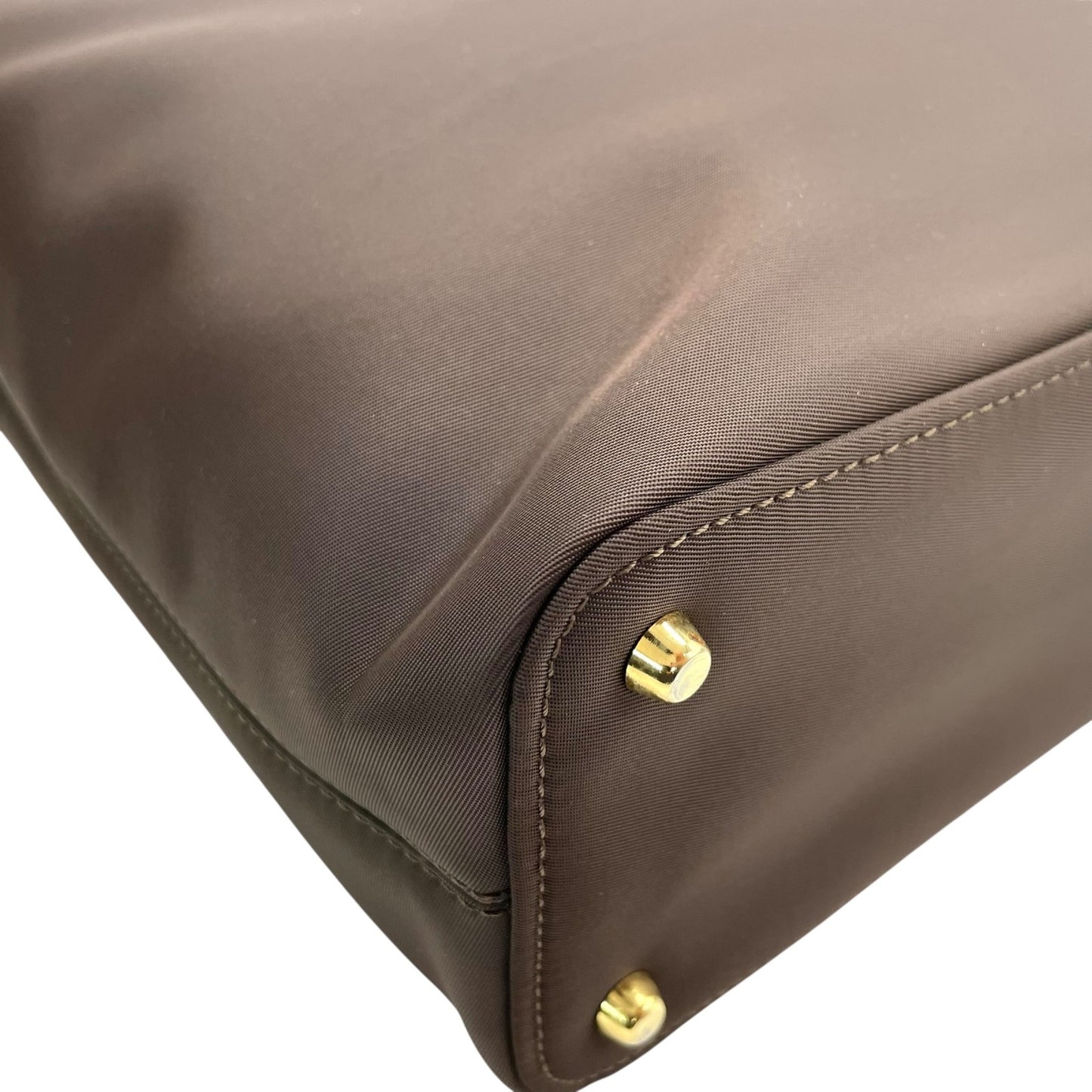 極美品 VERSACE ヴェルサーチェ トートバッグ メデューサ　ショルダーバッグ ナイロン パテントレザー 茶 ダークブラウン ゴールド金具 メデューサ 肩掛け可 レディース A