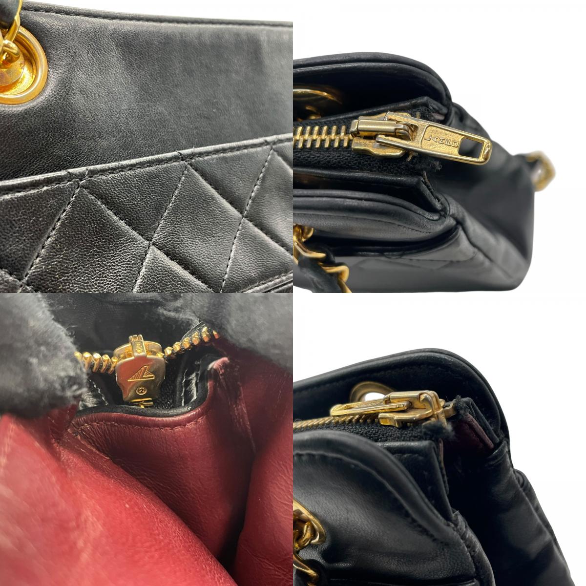 Authentic CHANEL Matelasse Chain Shoulder Bag Black Leather Turn Lock 2.55 Vintage