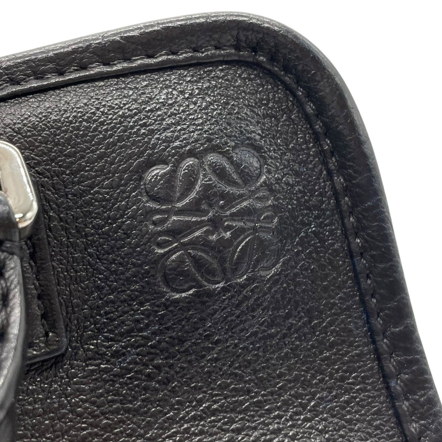 Authentic LOEWE Amazona 2WAY Handbag Shoulder Bag Black Leather Anagram