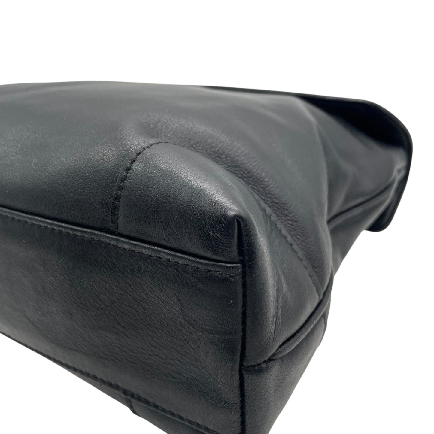 Authentic CELINE Black Leather Vintage Retro Handbag Gold Hardware Belt Design Old Celine Women Formal Bag