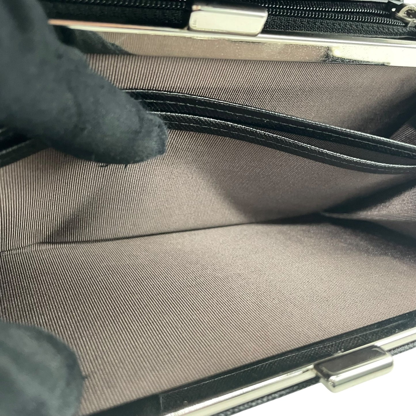 Authentic BURBERRY Long Wallet Bifold Check Embossed Logo Black Silver Hardware