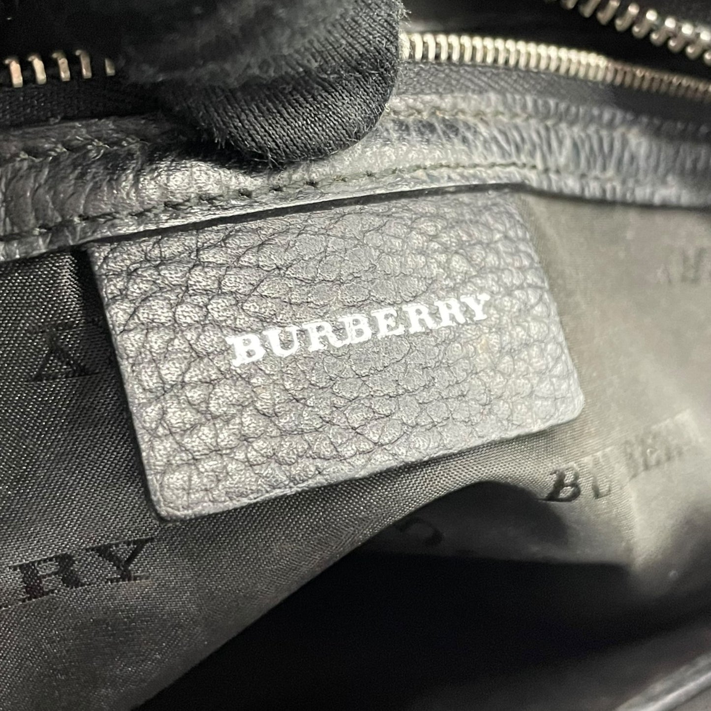 Authentic BURBERRY Check Nylon Leather Tote Bag Black A4 Size