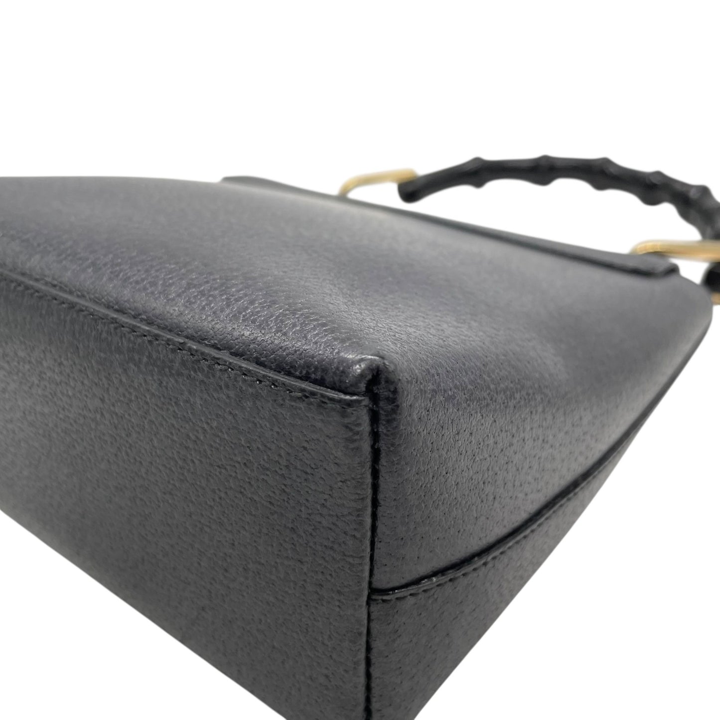 美品 GUCCI グッチ ハンドバッグ バンブー 黒×ネイビー 自立 ゴールド金具 ヴィンテージ オールド金具 フォーマルバッグ D2