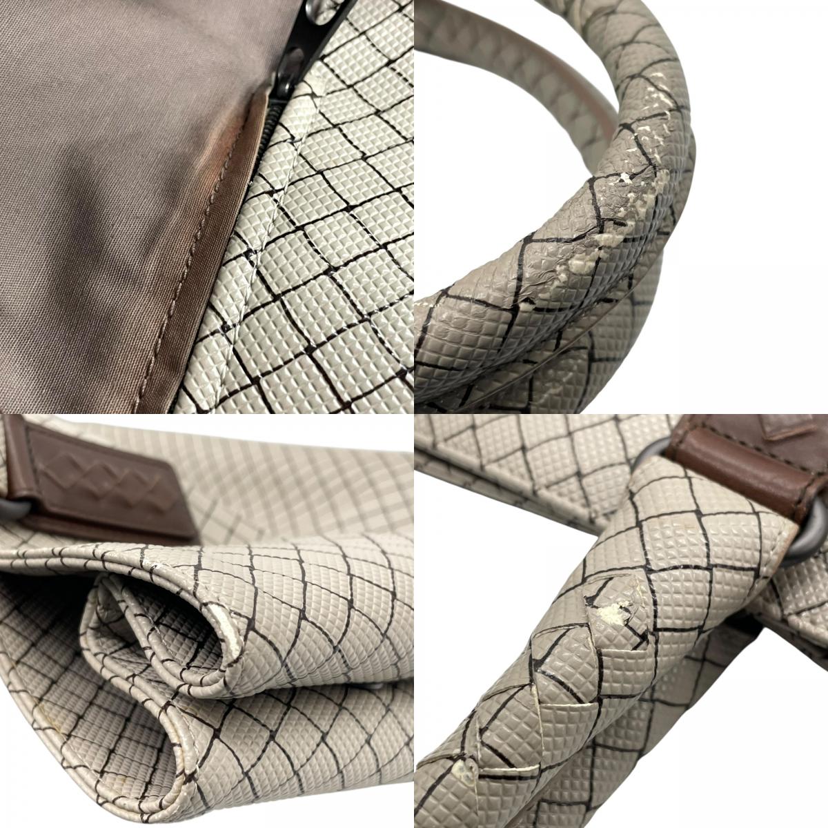 BOTTEGA VENETA ボッテガヴェネタ マルコポーロ イントレッチオジェット トートバッグ ハンドバッグ グレー ブラウン PVC ブラック金具 メンズ レディース 手提げ A