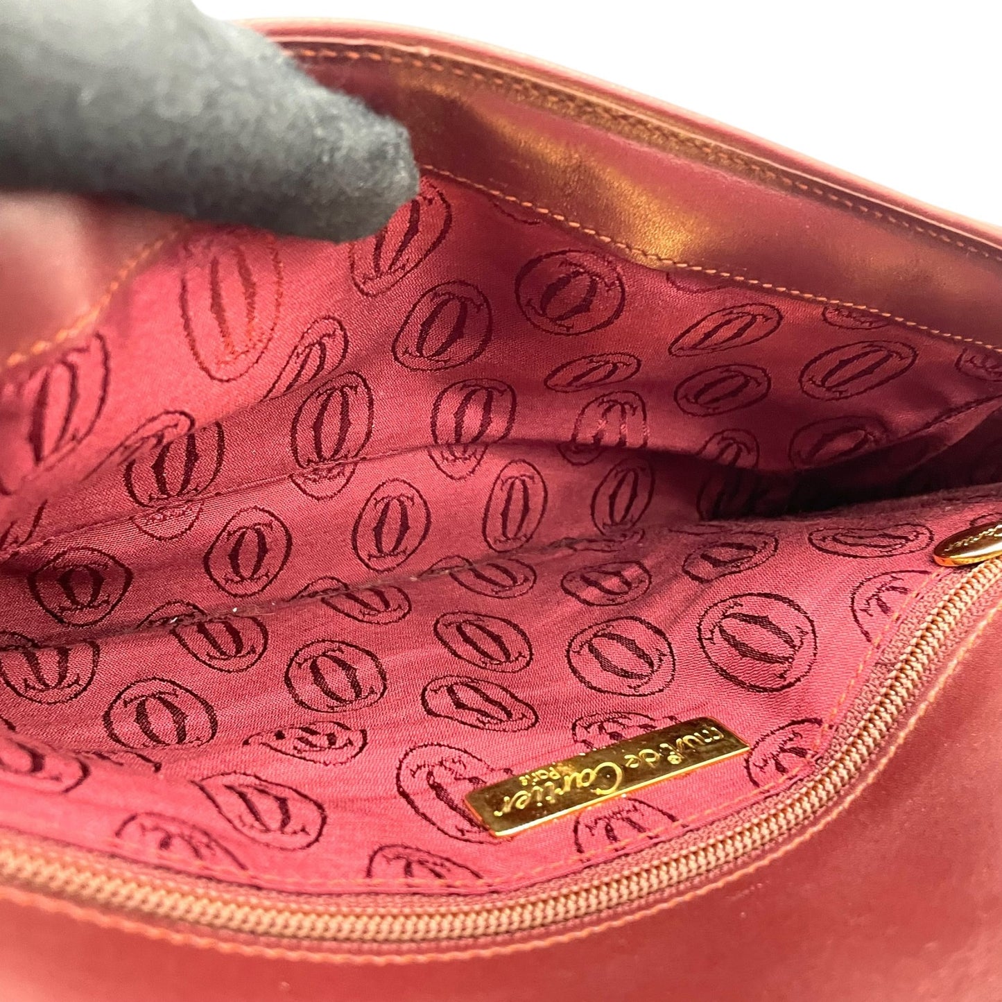 美品 Cartier カルティエ クラッチバッグ マストライン ボルドー レザー ゴールド金具 ギャランティカード付き セカンドバッグ ヴィンテージ メンズ レディース U7