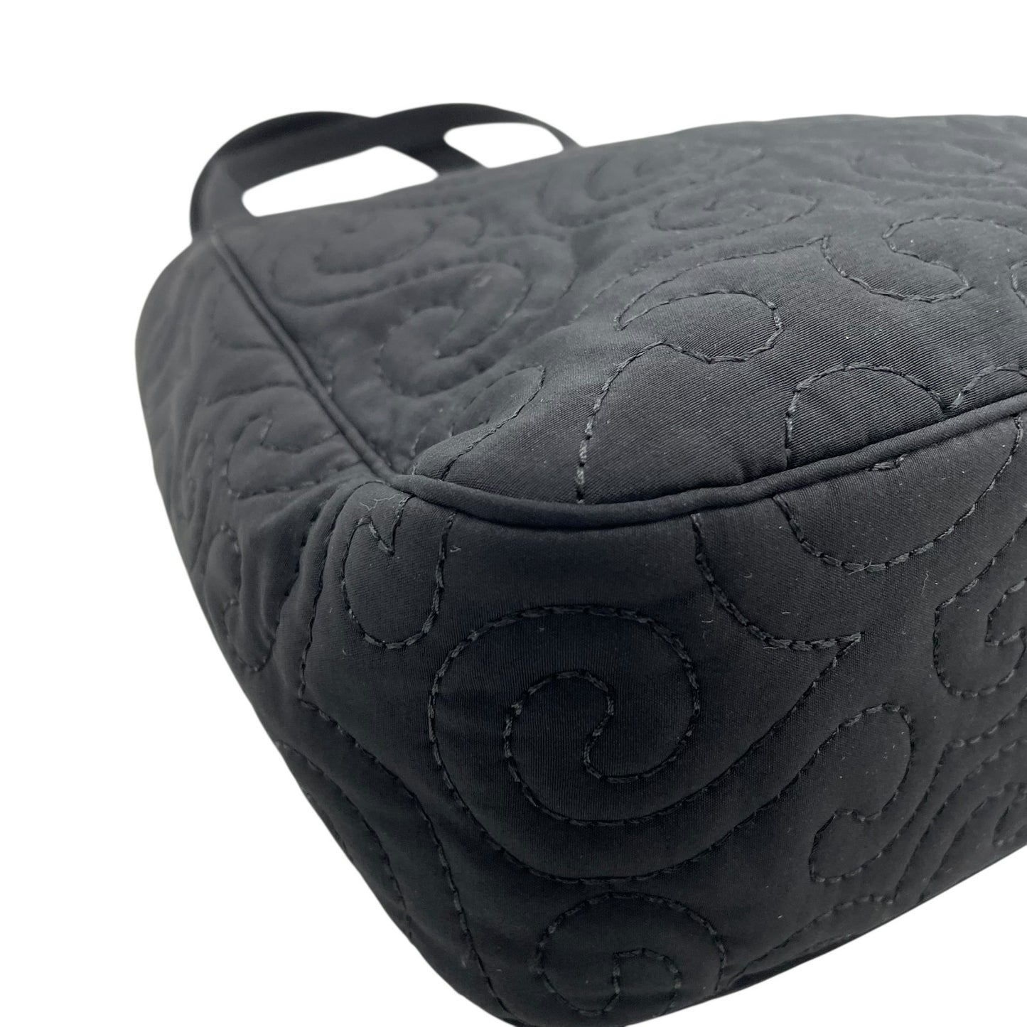 美品 希少 サンローラン Yves Saint Laurent ハンドバッグ ブラック 黒 ゴールド金具 金金具 キルティング調 スワール柄 高級 上品 レディース ヴィンテージ C4