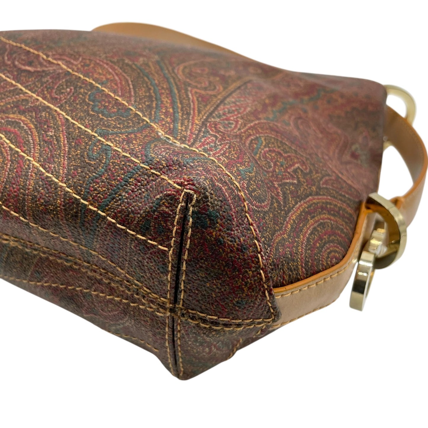 美品 エトロ ETRO ペイズリー柄 ショルダーバッグ ワンショルダー レザー ブラウン 茶色 ヴィンテージ バッグ レディース K6