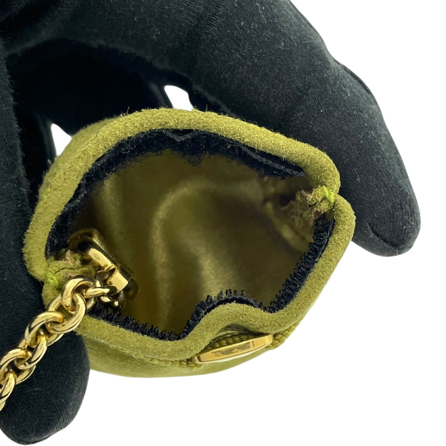 サルヴァトーレフェラガモ Ferragamo ヴァラリボン バッグチャーム キーホルダー コインケース 小物入れ スエード 緑 グリーン ゴールド金具 ボックス付 M3