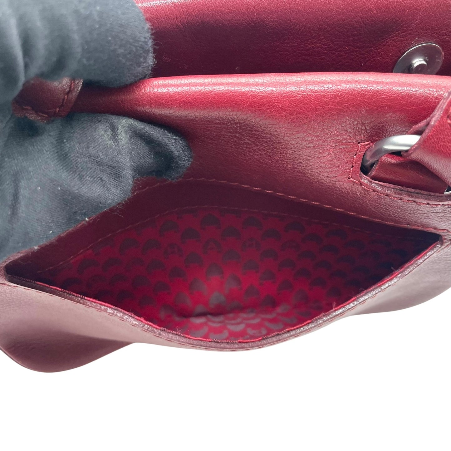 ロンシャン LONGCHAMP ハンドバッグ レザー ワインレッド 本革 チャーム付き Y2K ヴィンテージ ユニセックス s94