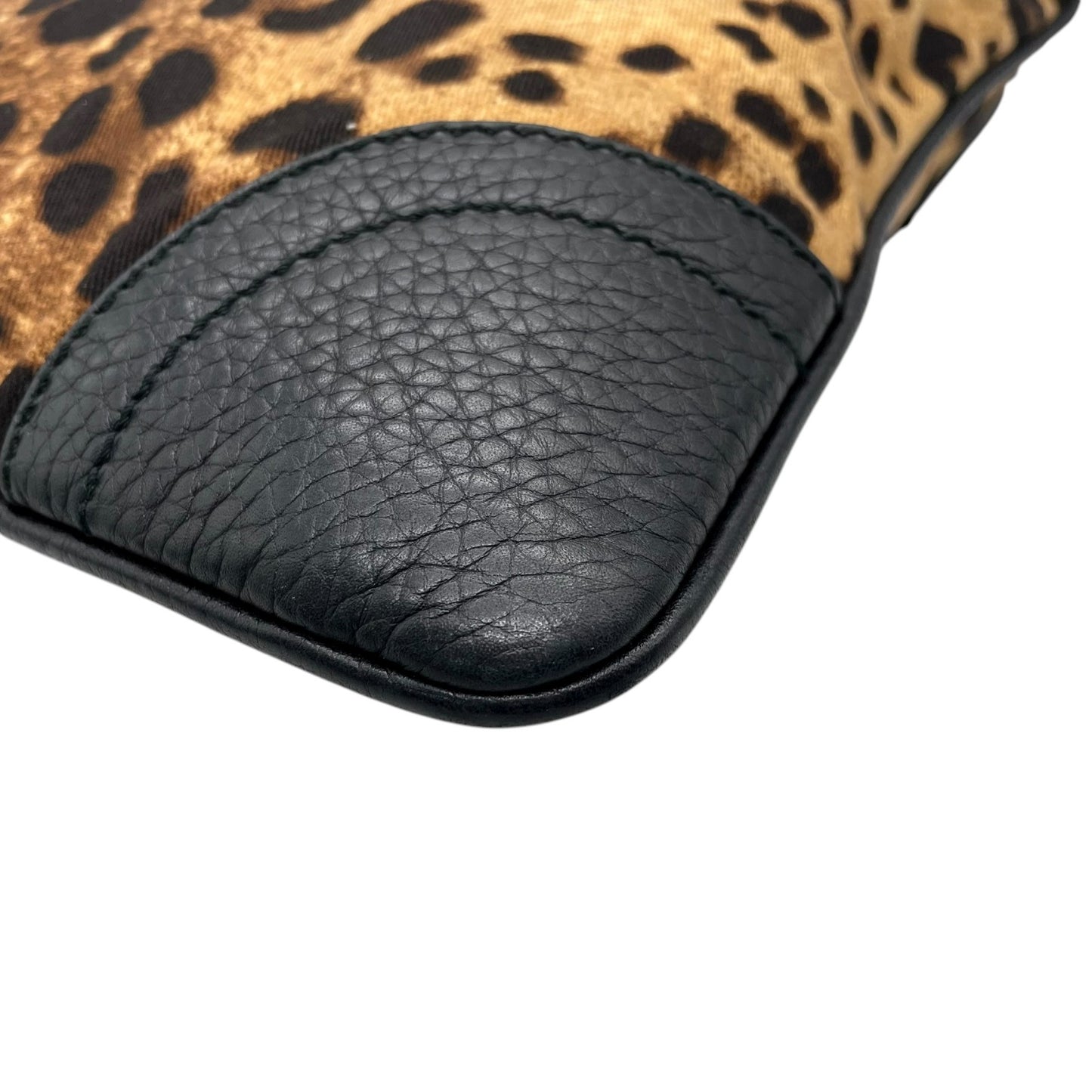 ドルチェ＆ガッバーナ Dolce & Gabbana ドルガバ D&G レオパード アニマル ショルダーバッグ キャンバス 黒 ブラック レザー コンビ ヴィンテージ C6