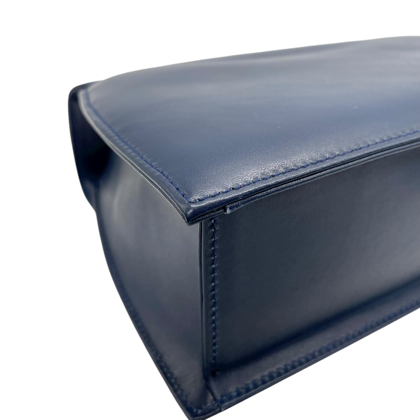 未使用級 美品 ジバンシィ ジバンシー GIVENCHY ハンドバッグ 2WAY ショルダー レザー 紺 ブルー ネイビー 金金具 ゴールド金具 ロゴ ヴィンテージ B4