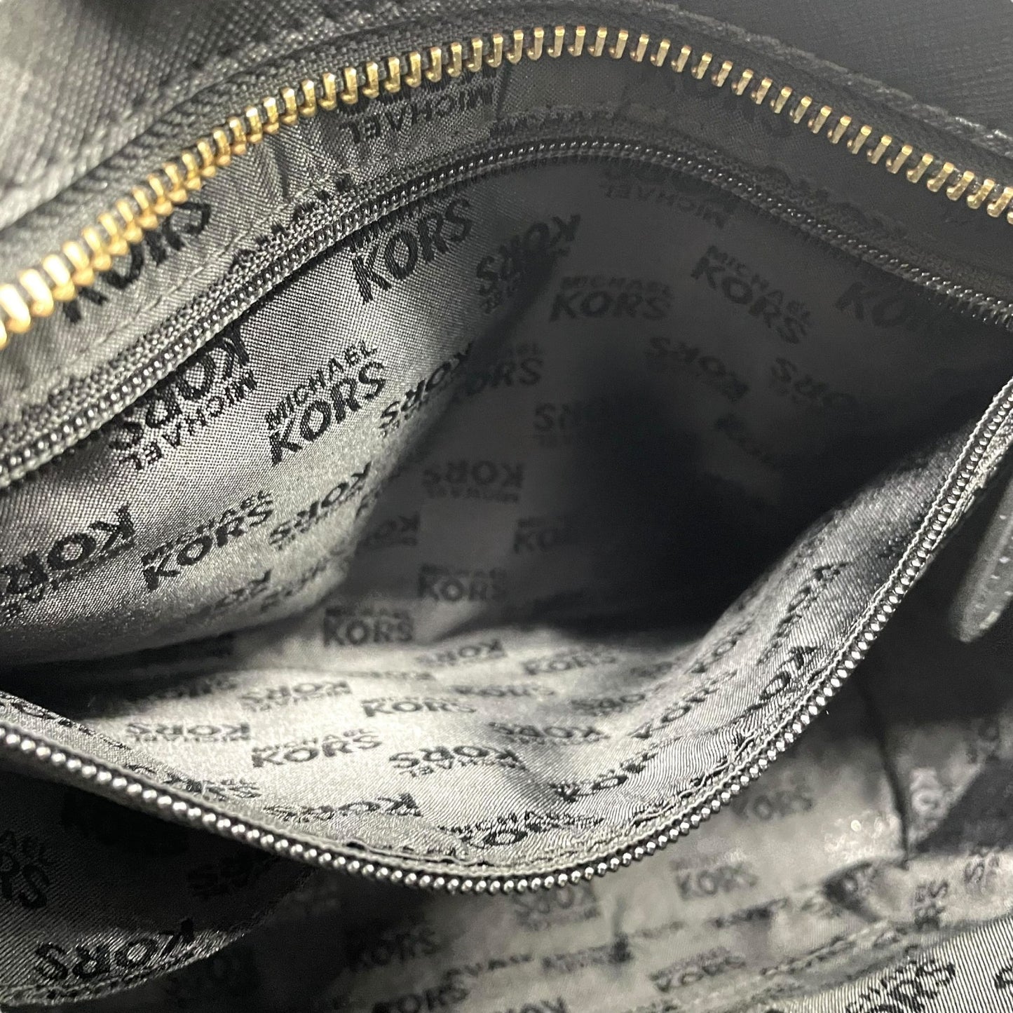 美品 マイケルコース MICHAEL KORS ハミルトン 2WAY ハンドバッグ ショルダーバッグ 黒 ブラック 金 ゴールド レザー S29