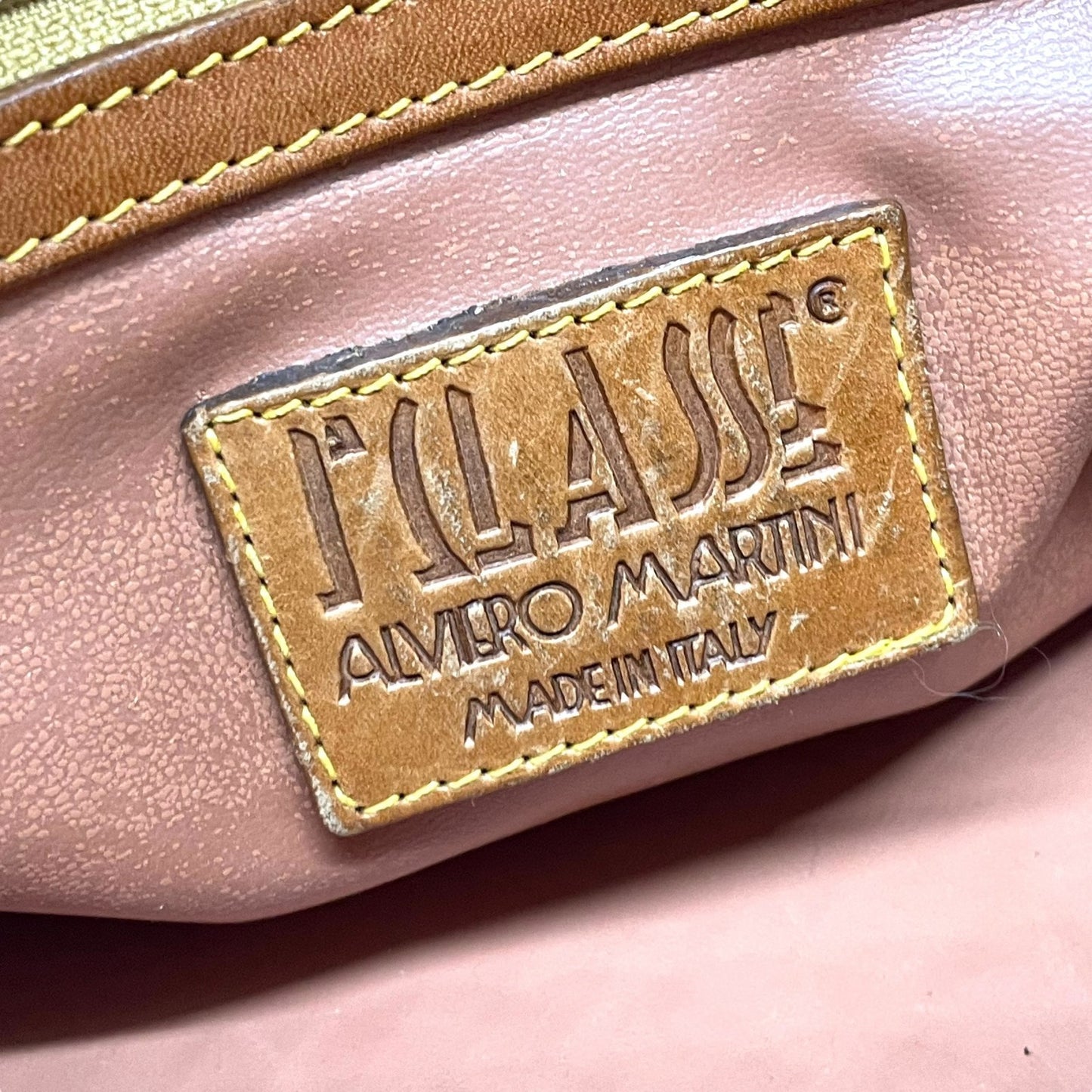 プリマクラッセ PRIMA CLASSE 地図柄 ボストンバッグ ミニボストン 2WAY PVC レザー ショルダー付き 茶色 ブラウン T4