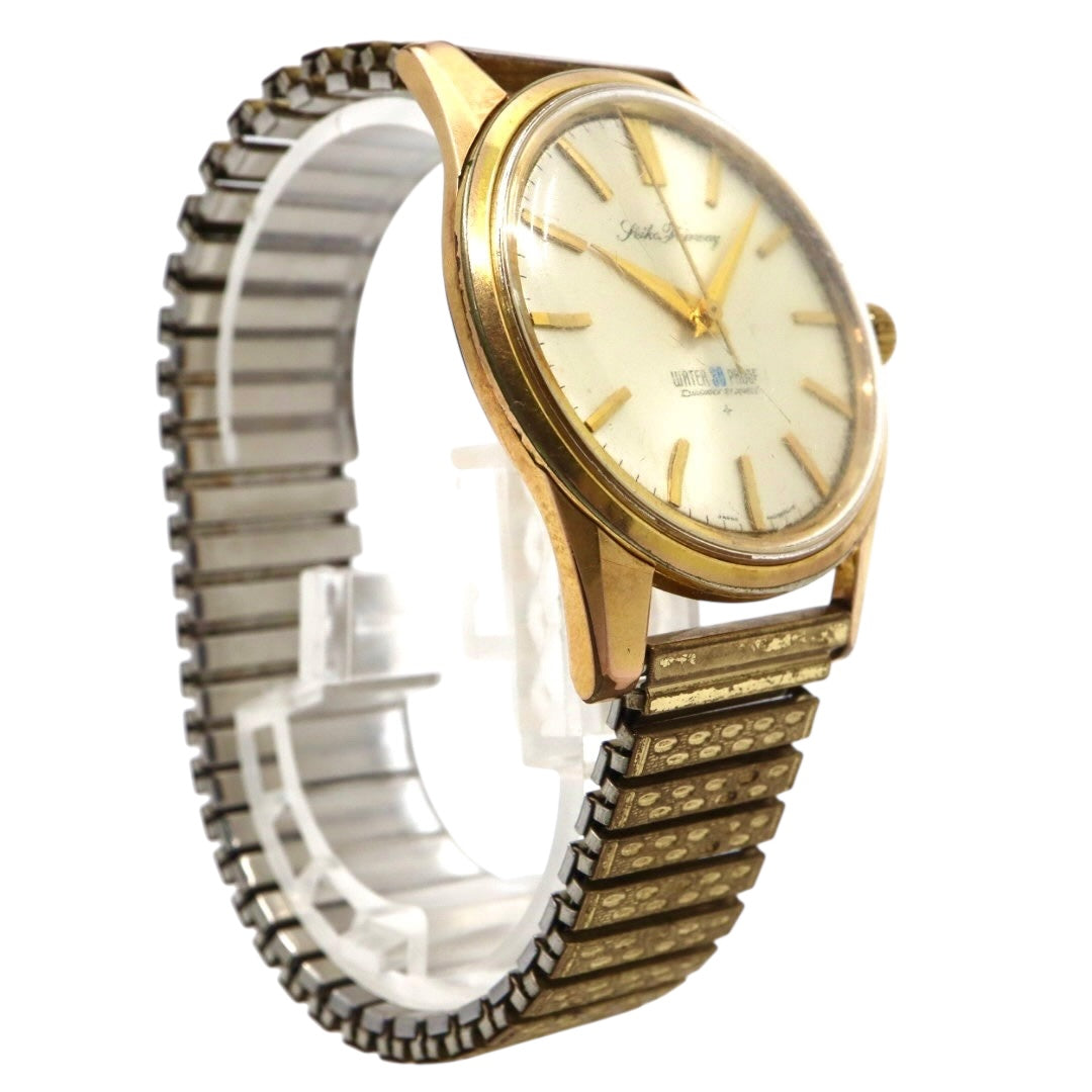 【稼働品】seiko セイコー セイコーシャ クロノス J13048 自動巻き 21石 腕時計 メンズ ゴールド シルバー文字盤 ヴィンテージ アナログ アンティーク クラシックデザイン Diashock 昭和レトロ 日本製 WATER PROOF G4