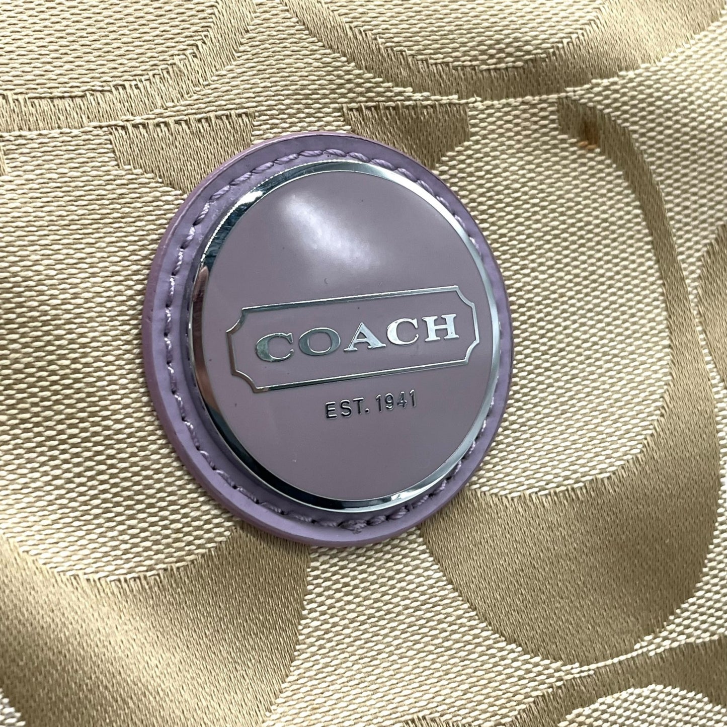 コーチ COACH シグネチャー ワンショルダー ショルダーバッグ F17434 ベージュ ライトパープル キャンバス レザー S18