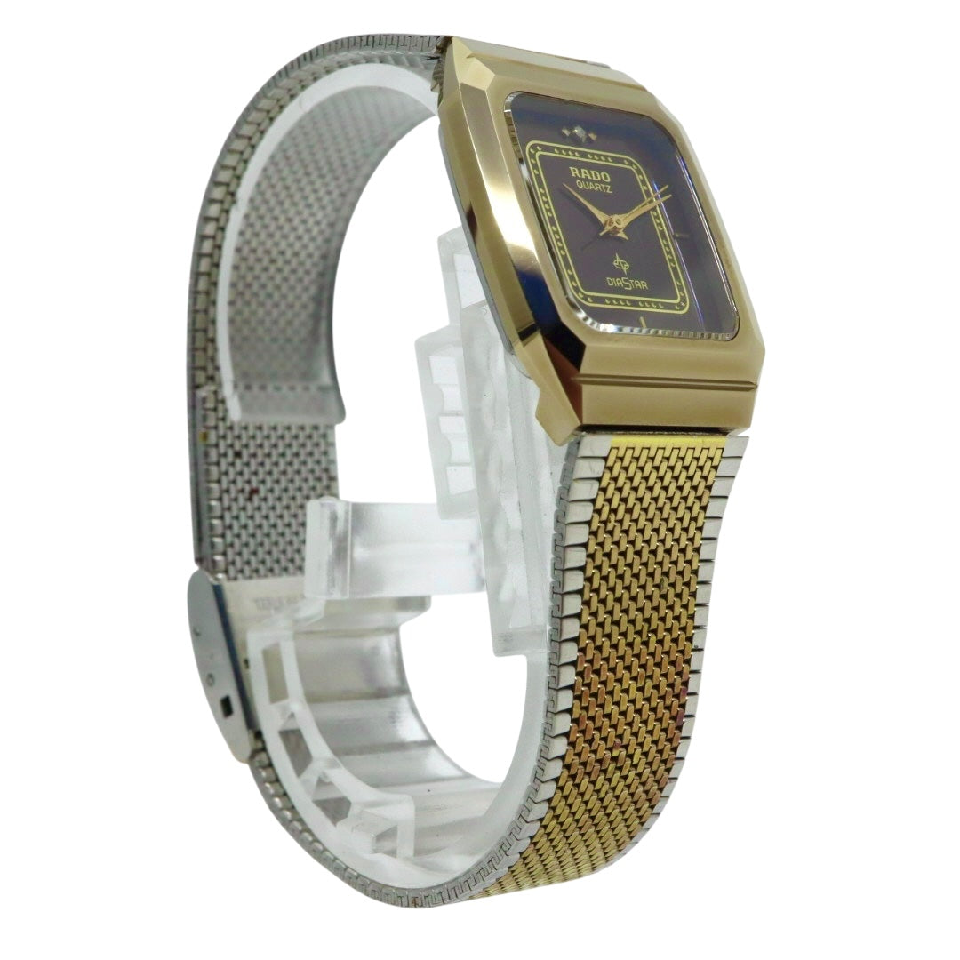 【美品/電池交換済】ラドー 腕時計 110.9509.3 レディース クオーツ ゴールド ブラウン文字盤 スクエア ヴィンテージ アナログ ドレスウォッチ アンティーク クラシックデザイン エレガント メッシュブレス クリーニング済み G1