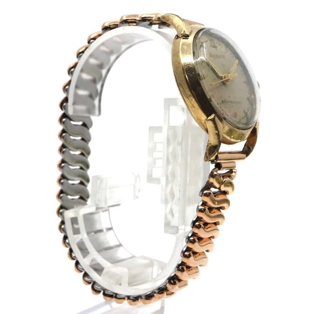 【稼働品】希少 ブローバ BULOVA 腕時計 自動巻き Selfwinding ゴールド レディースウォッチ ヴィンテージ アナログ アンティーク ドレスウォッチ クラシックデザイン ドーム風防 上品 エレガント E823841 クリーニング済み G2