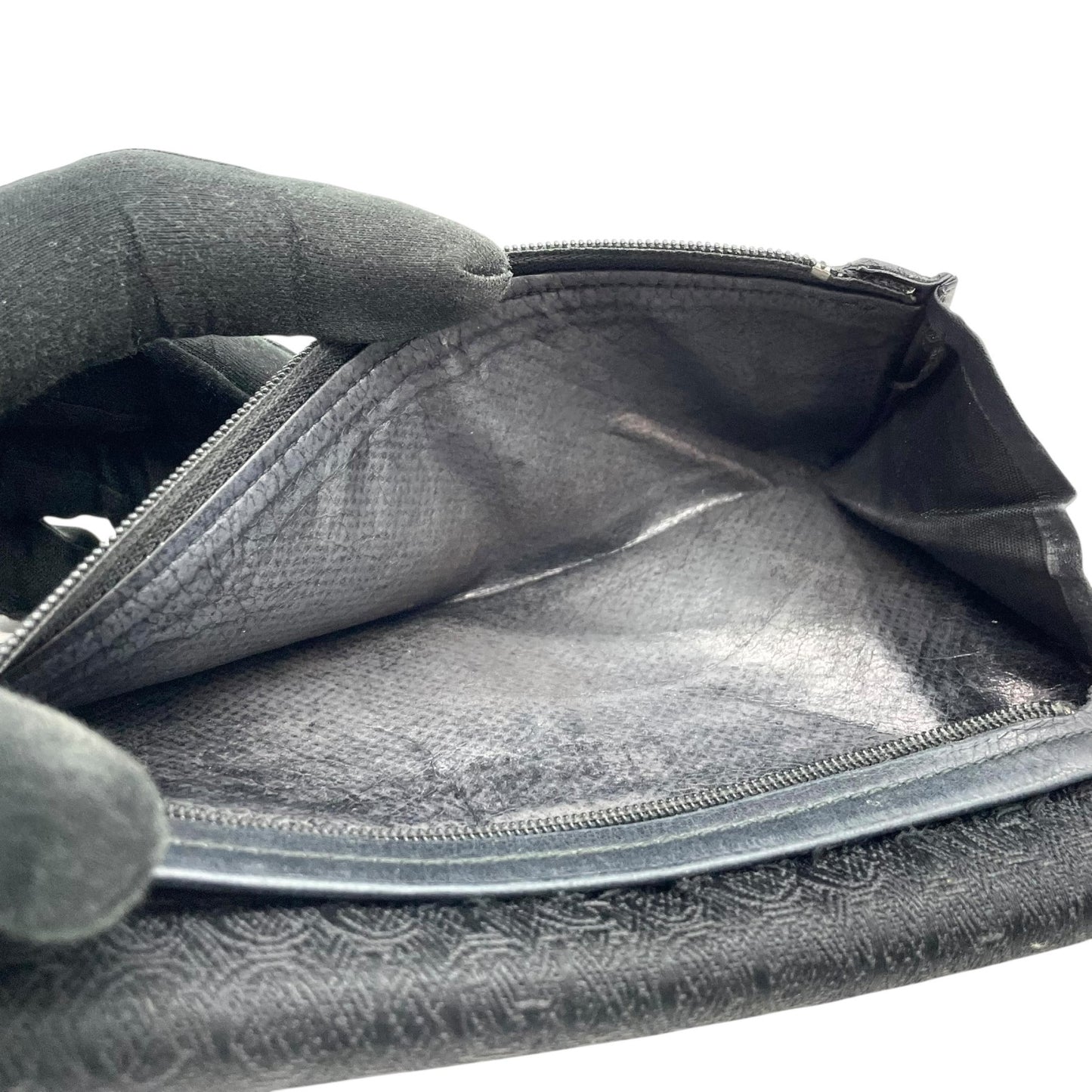 グッチ GUCCI 二つ折り 長財布 黒 ブラック キャンバス レザー ゴールド金具 ロゴ 総柄 メンズ レディース M5