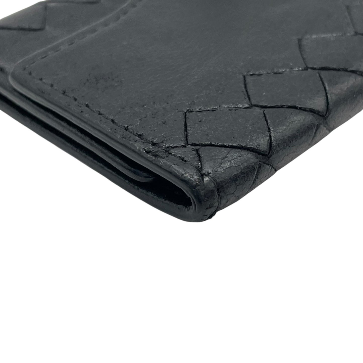 ボッテガヴェネタ BOTTEGA VENETA 三つ折り 5連 キーケース イントレチャート 黒 ブラック レザー ゴールド金具 メンズ レディース M5