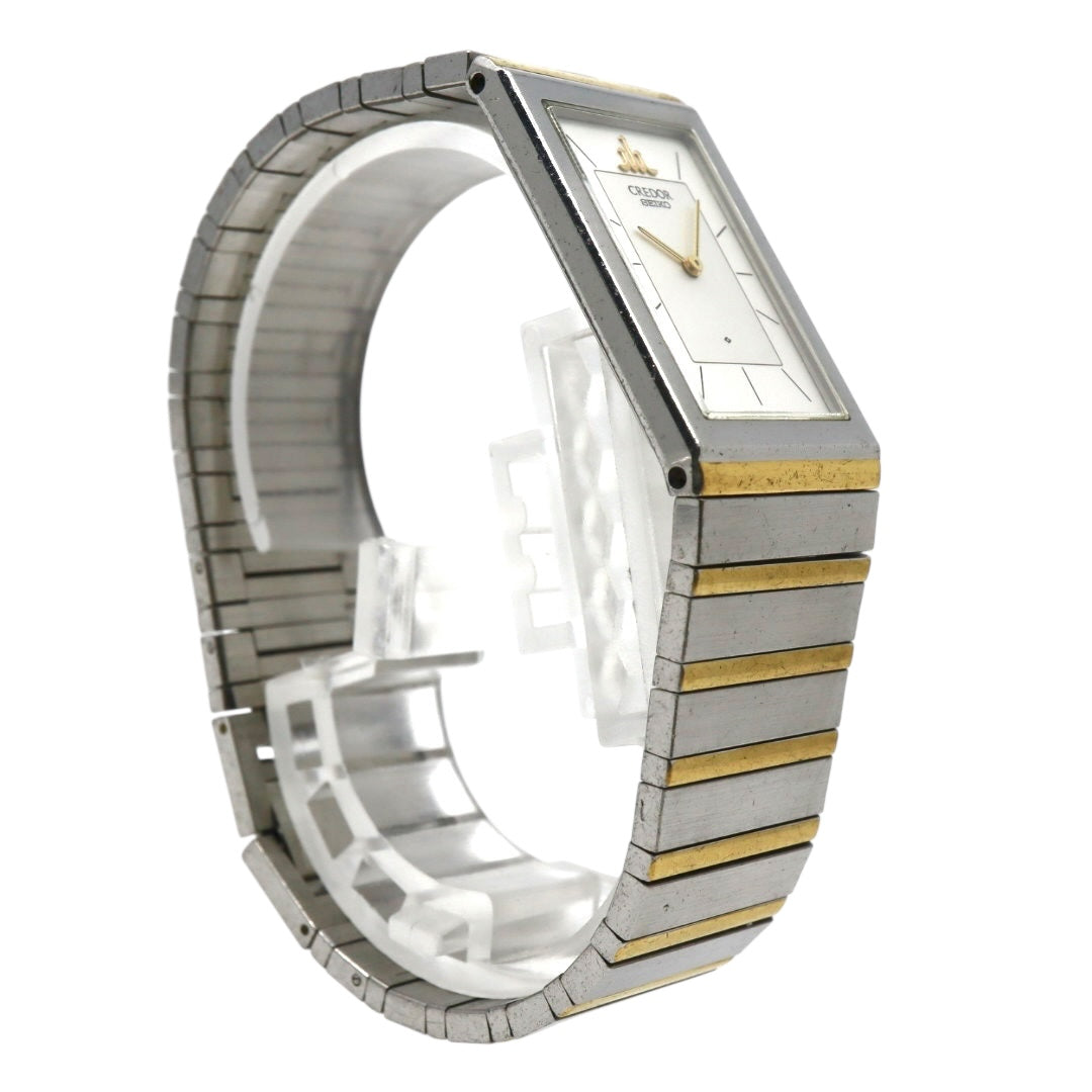 美品 電池交換済 クリーニング済 セイコー クレドール SEIKO CREDOR 8420-6400 腕時計 レディースウォッチ スクエア コンビ SS 22Kベゼル クォーツ シルバー文字盤 アナログ エレガント クラシック ドレスウォッチ 稼働品 G3