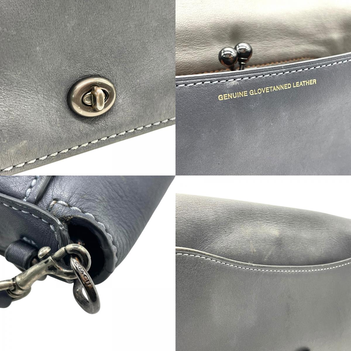 COACH コーチ ショルダーバッグ 紺 ネイビー レザー ブラック金具 ターンロック ディンキー ミニバッグ お財布バッグ 斜め掛け可 レディース C5