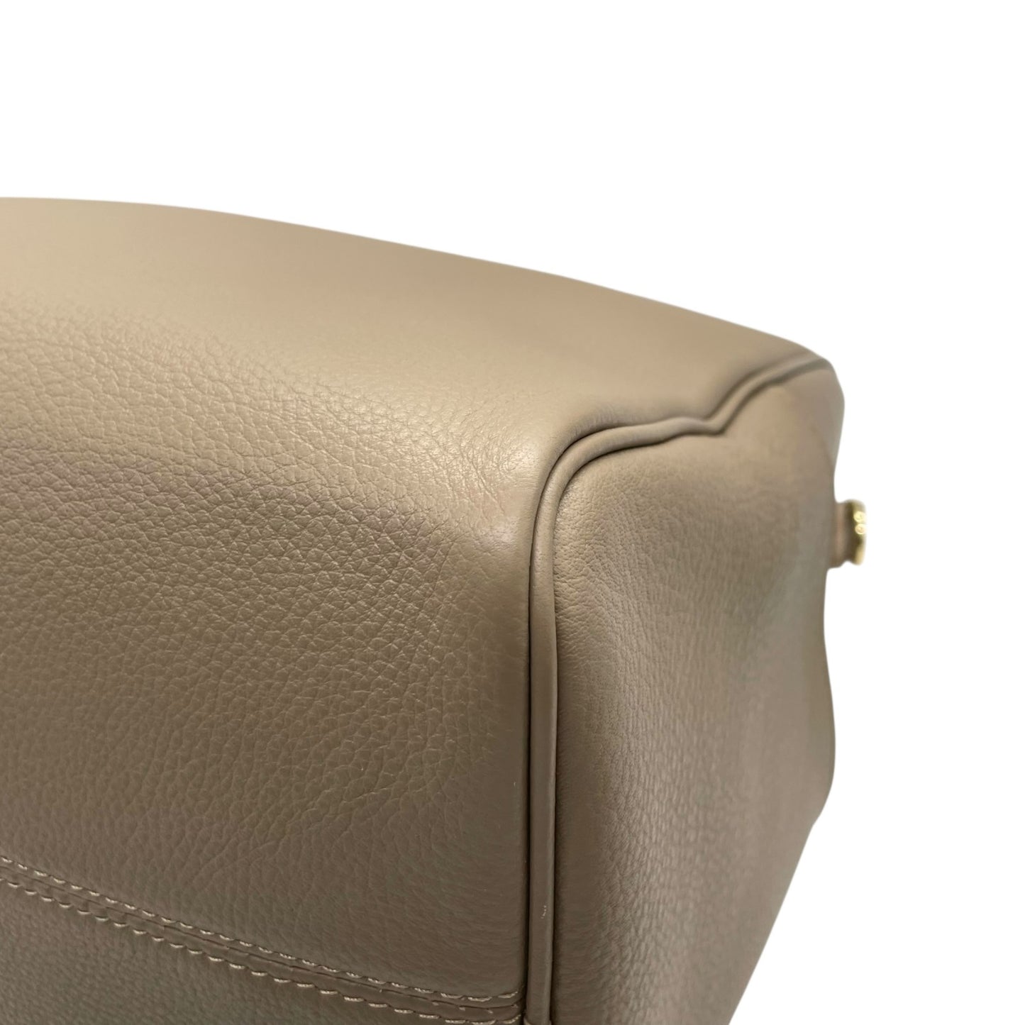 未使用級 ペルケ 2WAY ハンドバッグ ボストンバッグ ショルダーバッグ 牛革 オイルレザー オーク グレージュ テープショルダー ゴールド金具 手提げ 斜め掛け可 perche レディース Q