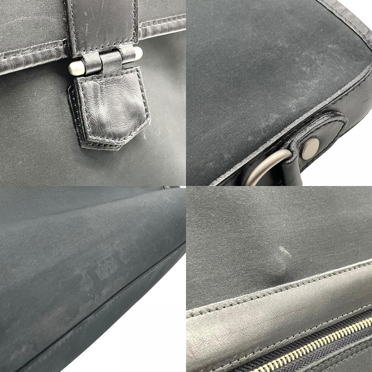 美品 イヴサンローラン YVES SAINT LAURENT ビジネスバッグ ブリーフケース ショルダーバッグ 肩掛け 2WAY 黒 ブラック ナイロン×レザー ショルダー付 ブリーフケース YSL B