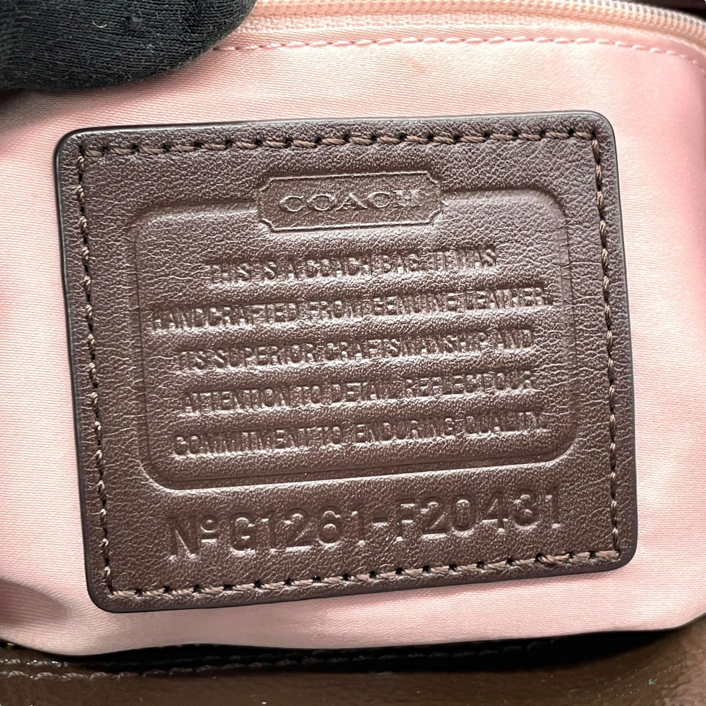 コーチ COACH トートバッグ パテントレザー F20431 茶色 ブラウン 金金具 ゴールド金具 チャーム付き A4対応 通勤 通学 S93