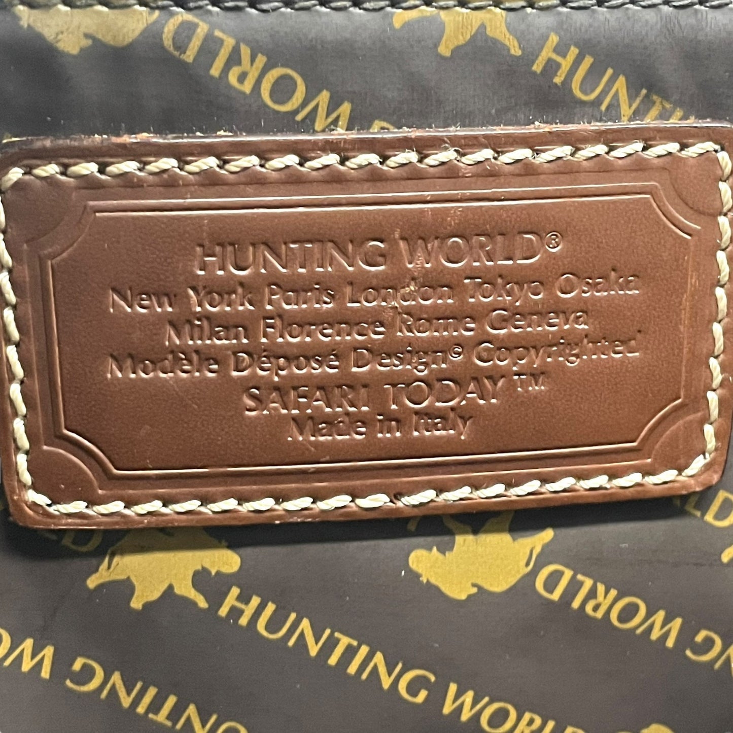 ハンティングワールド HUNTING WORLD トートバッグ ブリーフケース キャンバス レザー A4収納可能 ベージュ 茶色 ブラウン T8