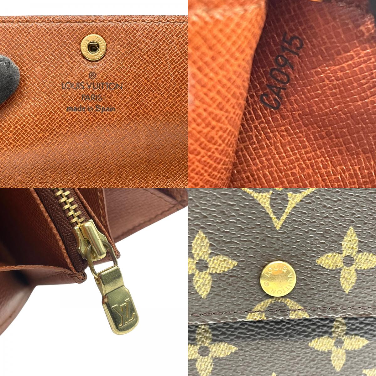 美品 ルイ・ヴィトン LOUIS VUITTON LV モノグラム ポルトフォイユ サラ 長財布 M61734 茶色 ブラウン 金金具 ゴールド金具 シリアル刻印 W1