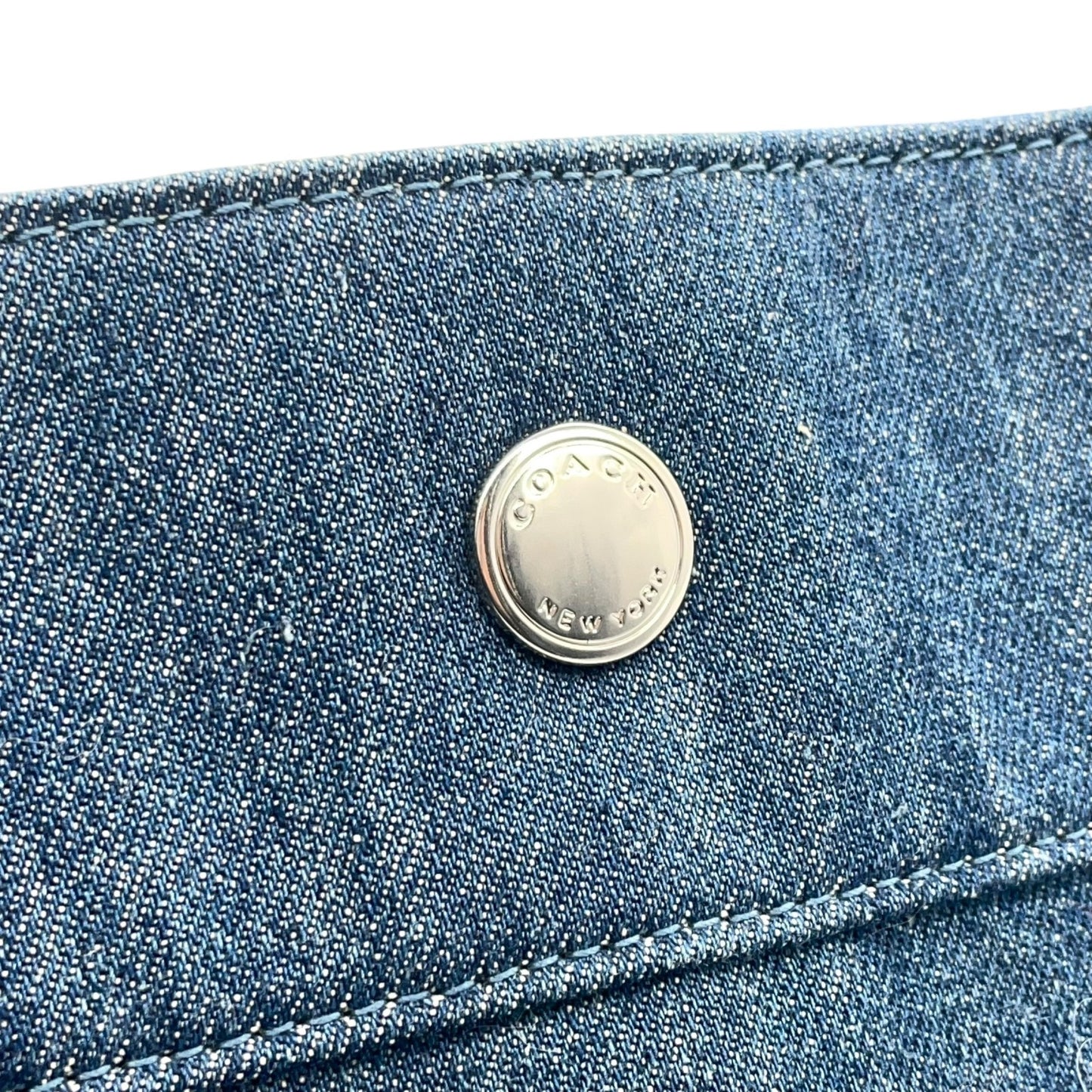 コーチ COACH デニム トートバッグ ショルダーバッグ ロングハンドル 肩掛け 馬車ロゴ ビッグロゴ 大容量 A4対応 ブルー レディース メンズ ヴィンテージ U17