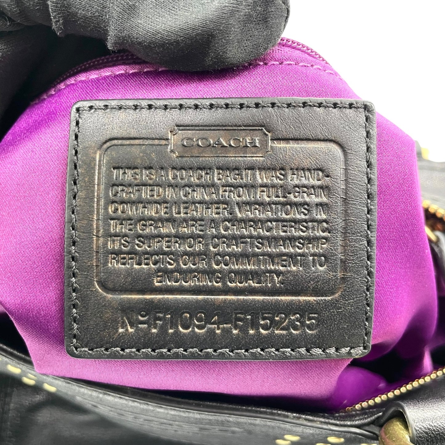 コーチ COACH ハンドバッグ ミニトート F15235 イーストウエスト ブラック レザー ゴールド金具 スタッズ ロゴチャーム付き レディース U17