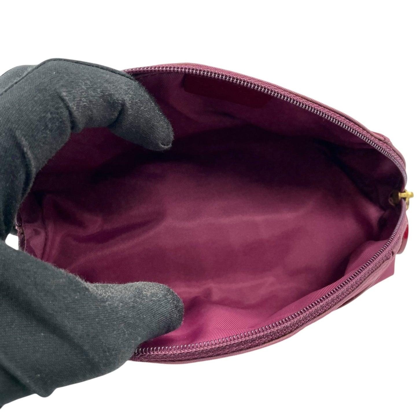 クリスチャンディオール Christian Dior アクセサリーポーチ ワインレッド ナイロン 化粧ポーチ コスメポーチ ロゴ刻印 レディース W4