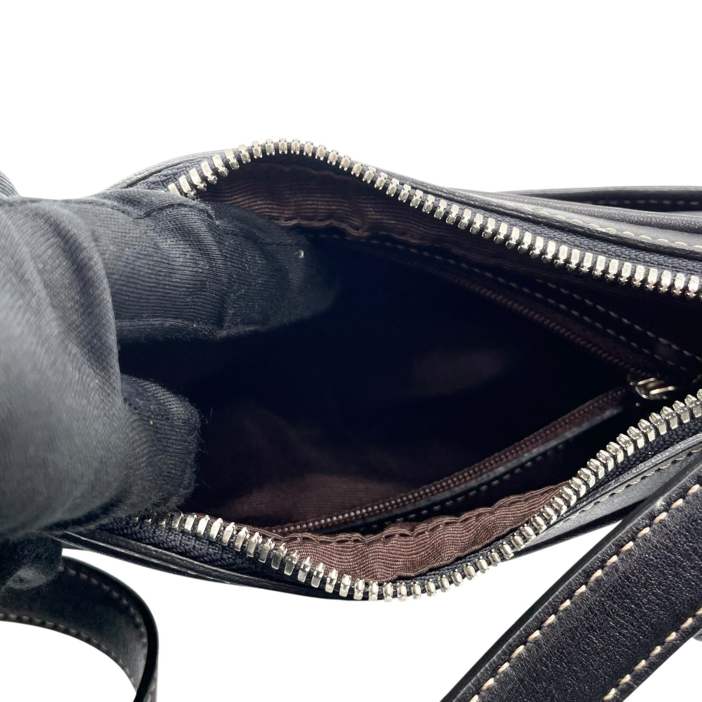 コーチ COACH レザー ワンショルダー バッグ 7593 ホーボー 黒 ブラック シルバー金具 ロゴチャーム付き シンプル 高級感 レディース U17