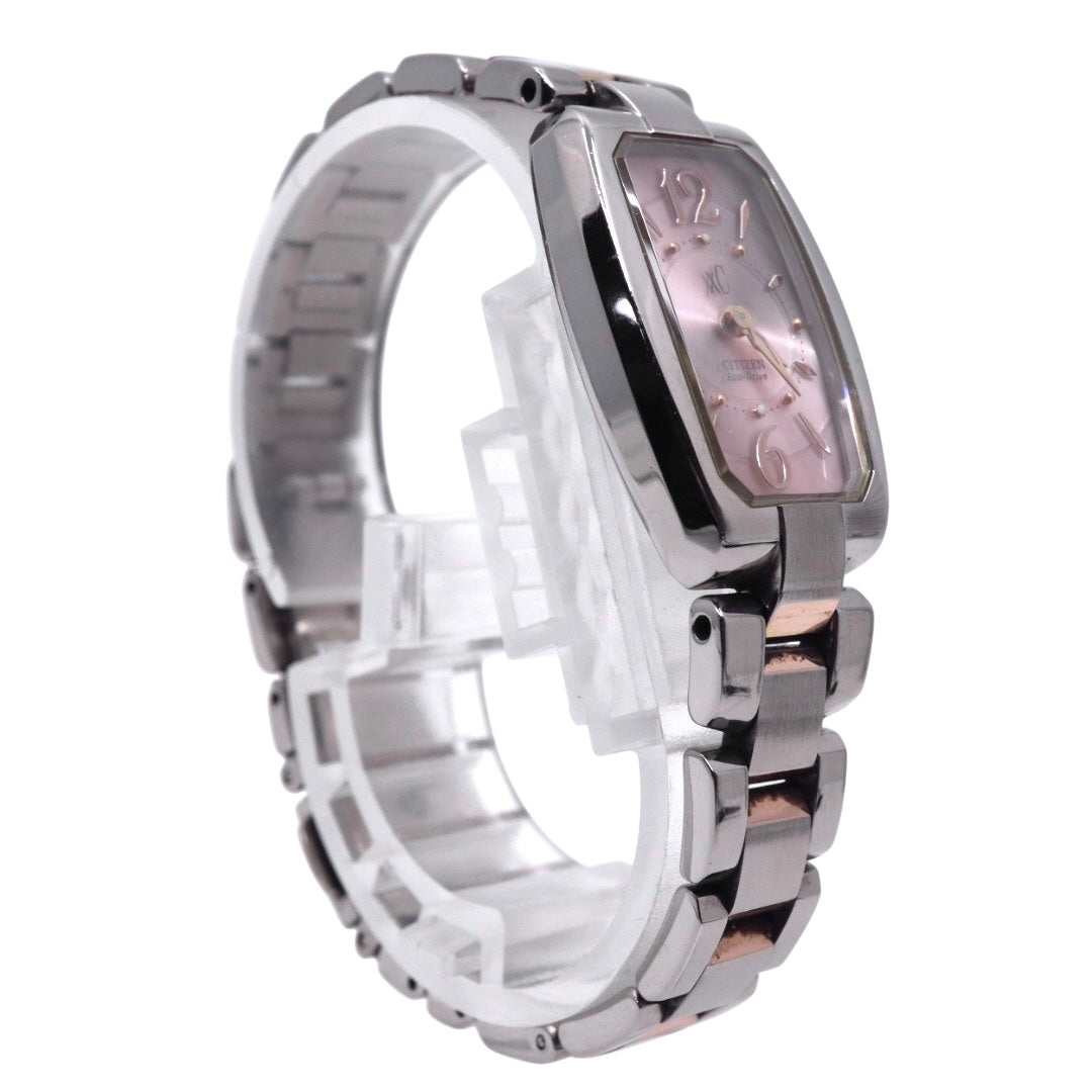 【美品】CITIZEN シチズン xC クロスシー エコドライブ ソーラー 腕時計 ピンク文字盤 ステンレススチール レディース ソーラー充電 電池交換不要 上品 エレガント 日本製 G8