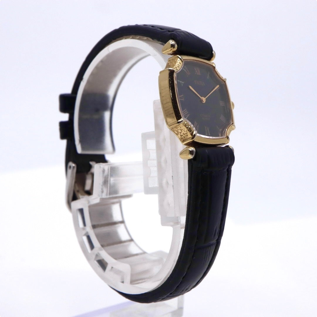 【稼働品/新品ベルト】シチズン エクセラ 腕時計 2200-221389 レディース クオーツ アナログ ローマンインデックス ブラック文字盤 ゴールド GP レザー ドレスウォッチ クラシック エレガント ヴィンテージ G9