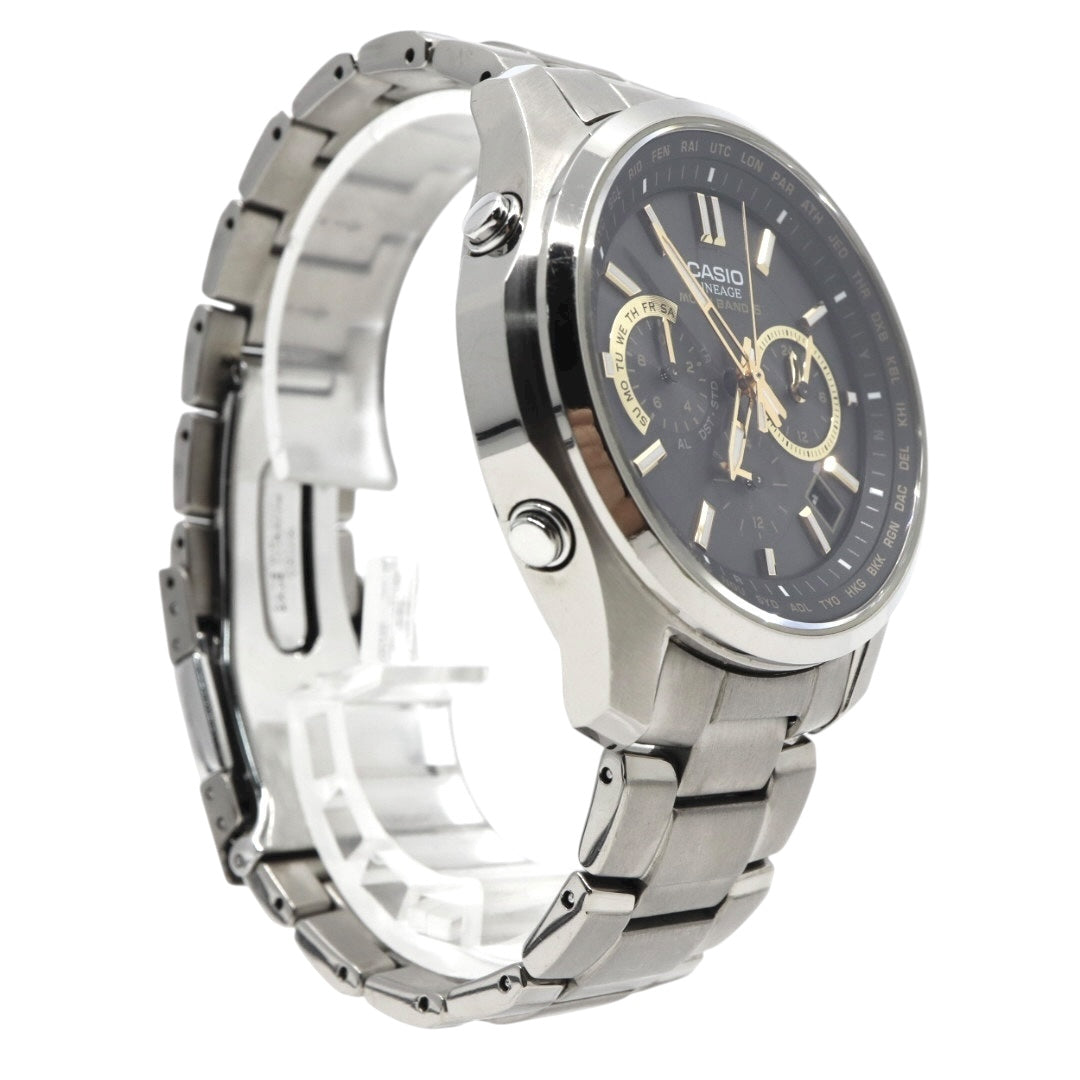 【美品/稼働品】カシオ リニエージ 腕時計 LIW-M610TDS 電波ソーラー チタン サファイアガラス メンズ ブラック ゴールド アナログ ワールドタイム MULTI BAND 6 ウェーブセプター ビジネス 軽量 G10