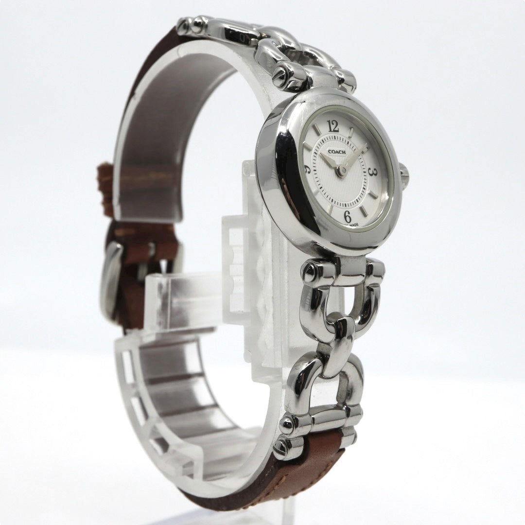コーチ COACH 腕時計 レディース クォーツ 白文字盤 シルバー レザーベルト 6.239.173 アナログ ウォッチ 上品 エレガント ビジネス フォーマル カジュアル シンプル 希少 レア 馬車ロゴ クラシック 1023H046-1 G10