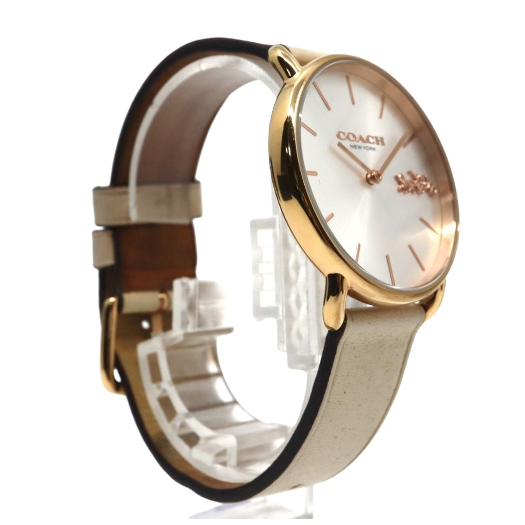 【美品】コーチ COACH 腕時計 レディース グランド GRAND ゴールド シルバー レザー 馬車ロゴ CA.158.7.34.2401 クォーツ アナログ 3針 ビジネス オフィス 通勤 通学 シンプル エレガント 上品 クラシック 純正箱付 G11