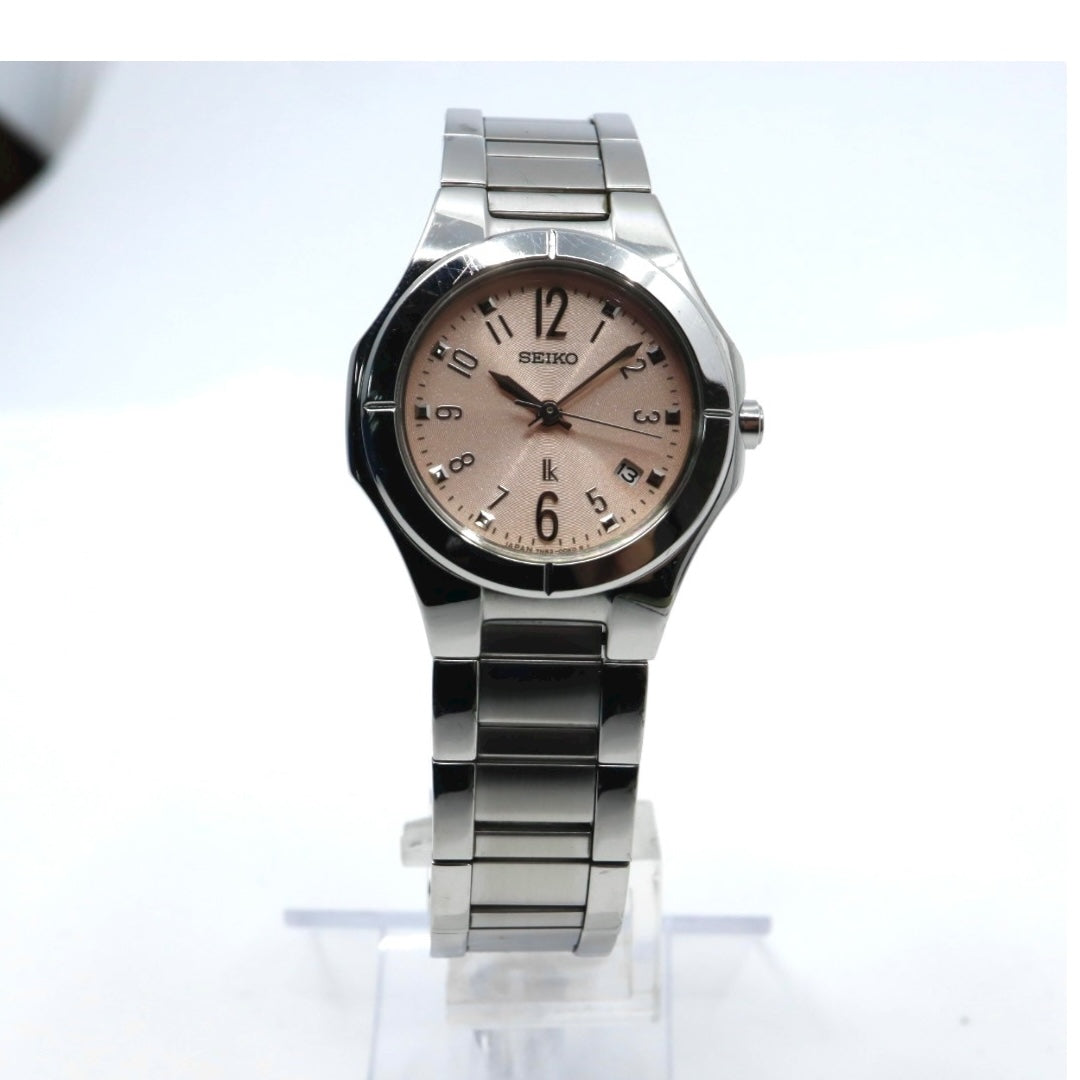 SEIKO セイコー LUKIA ルキア 7N82 ピンク文字盤 ステンレス レディース クオーツ デイト 上品ウォッチ I2