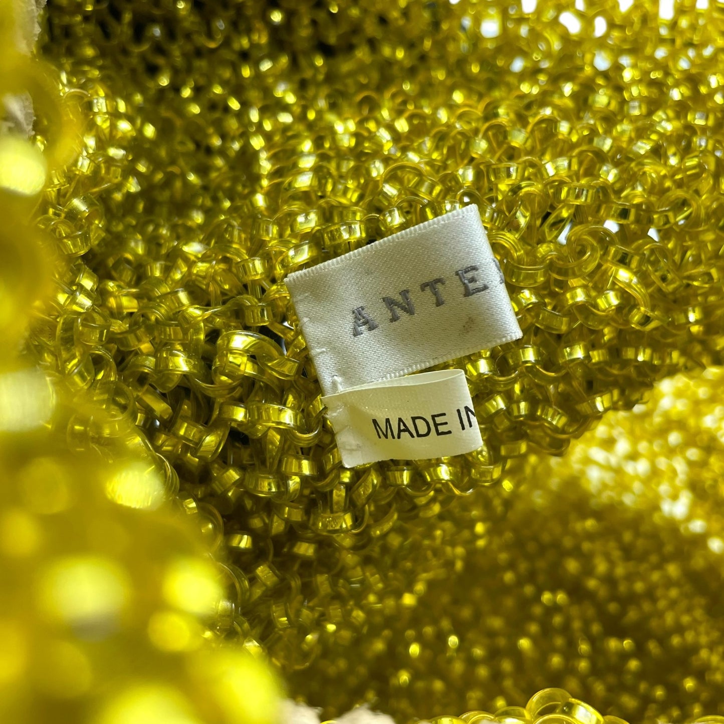 【美品】ANTEPRIMA アンテプリマ ワイヤーバッグ ワイヤーショルダー バッグ イエロー ワンショルダー きらめき 手編み 立体デザイン K10