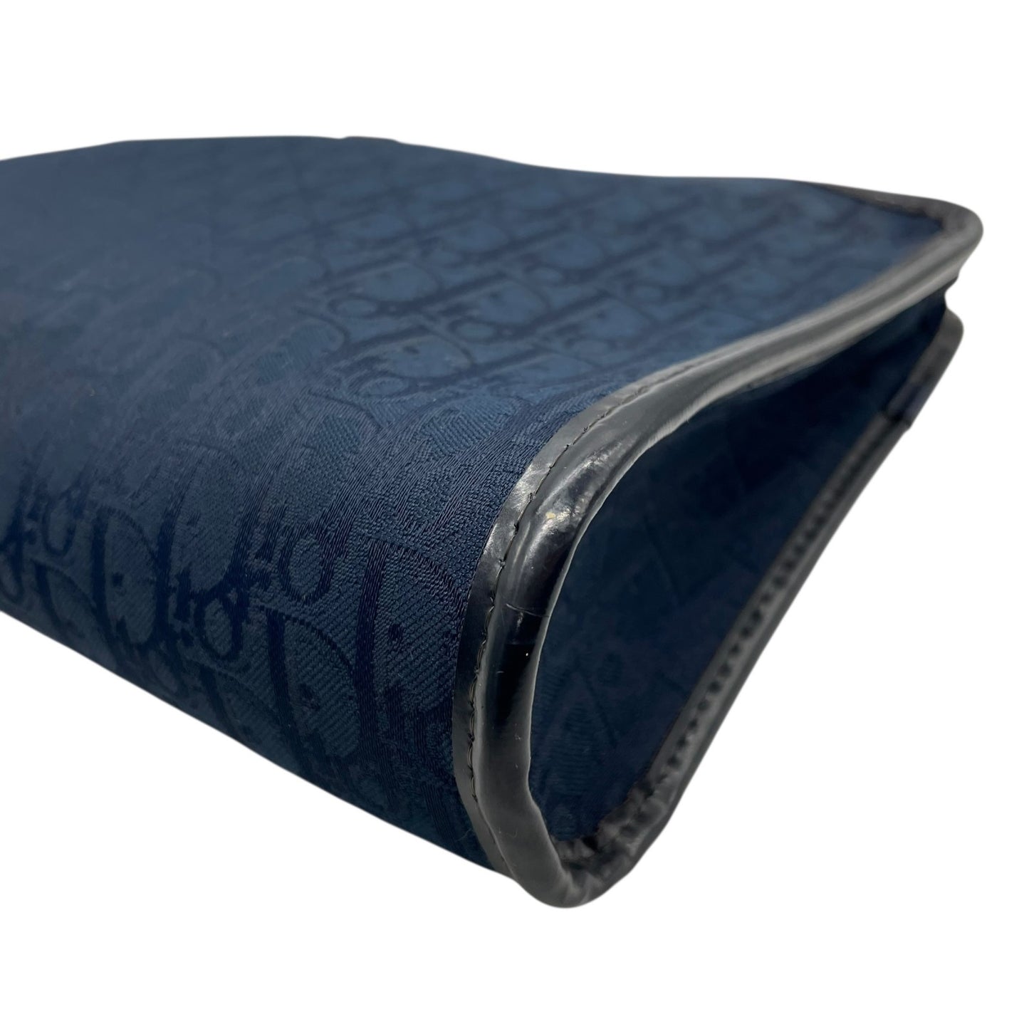 Authentic DIOR Trotter Clutch Bag Navy Canvas Gold Hardware Zipper Men's Vintage