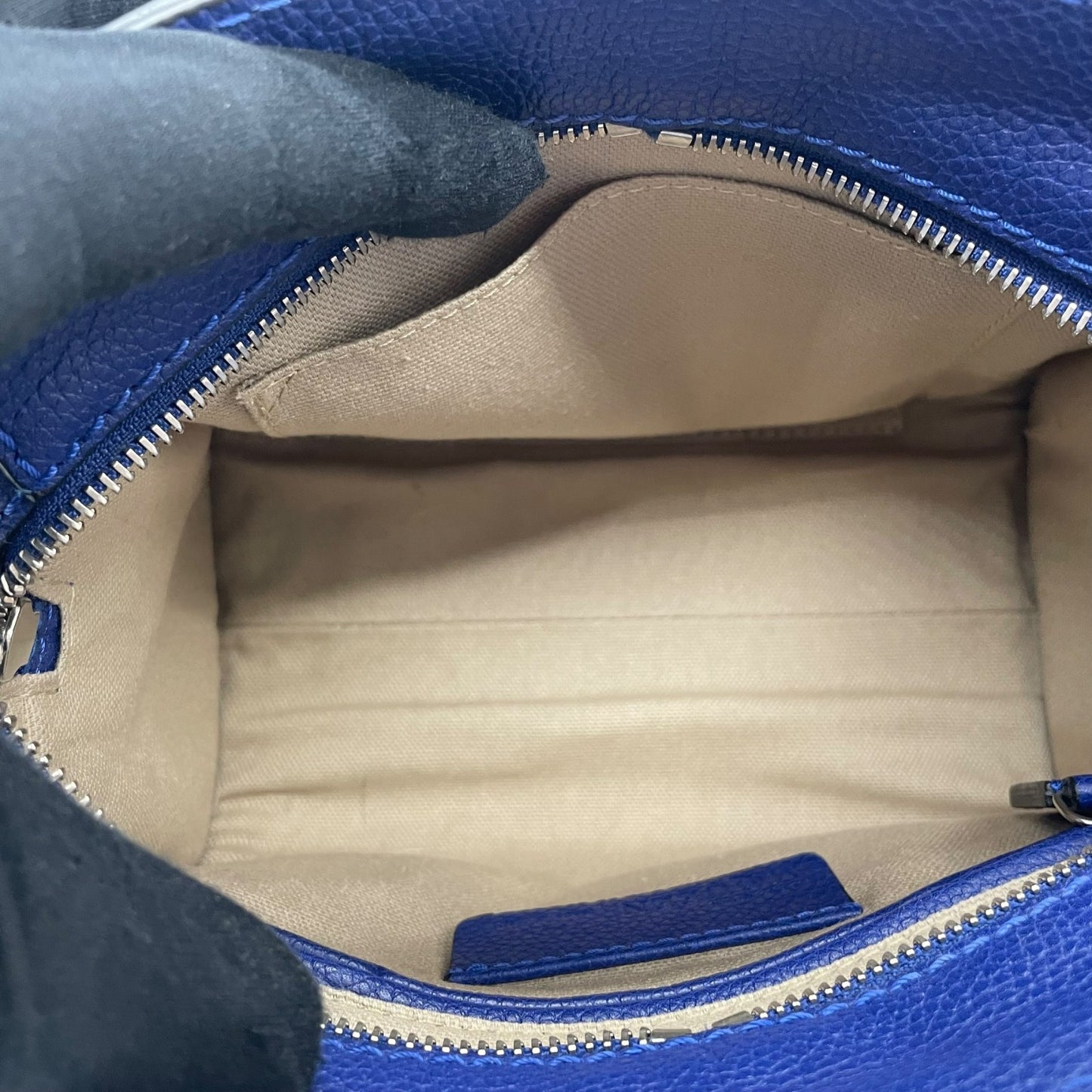 Authentic ALEXANDER McQUEEN 2WAY Handbag Shoulder Bag Skull Padlock Blue Leather Women's Crossbody