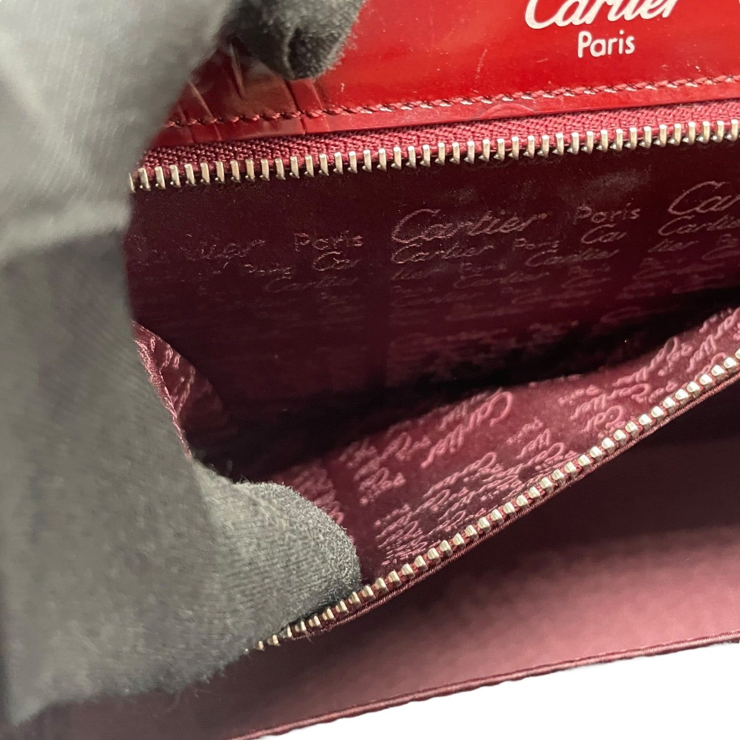 Authentic Cartier Happy Birthday Handbag Patent Leather Bordeaux Red Enamel Women's with Guarantee Card